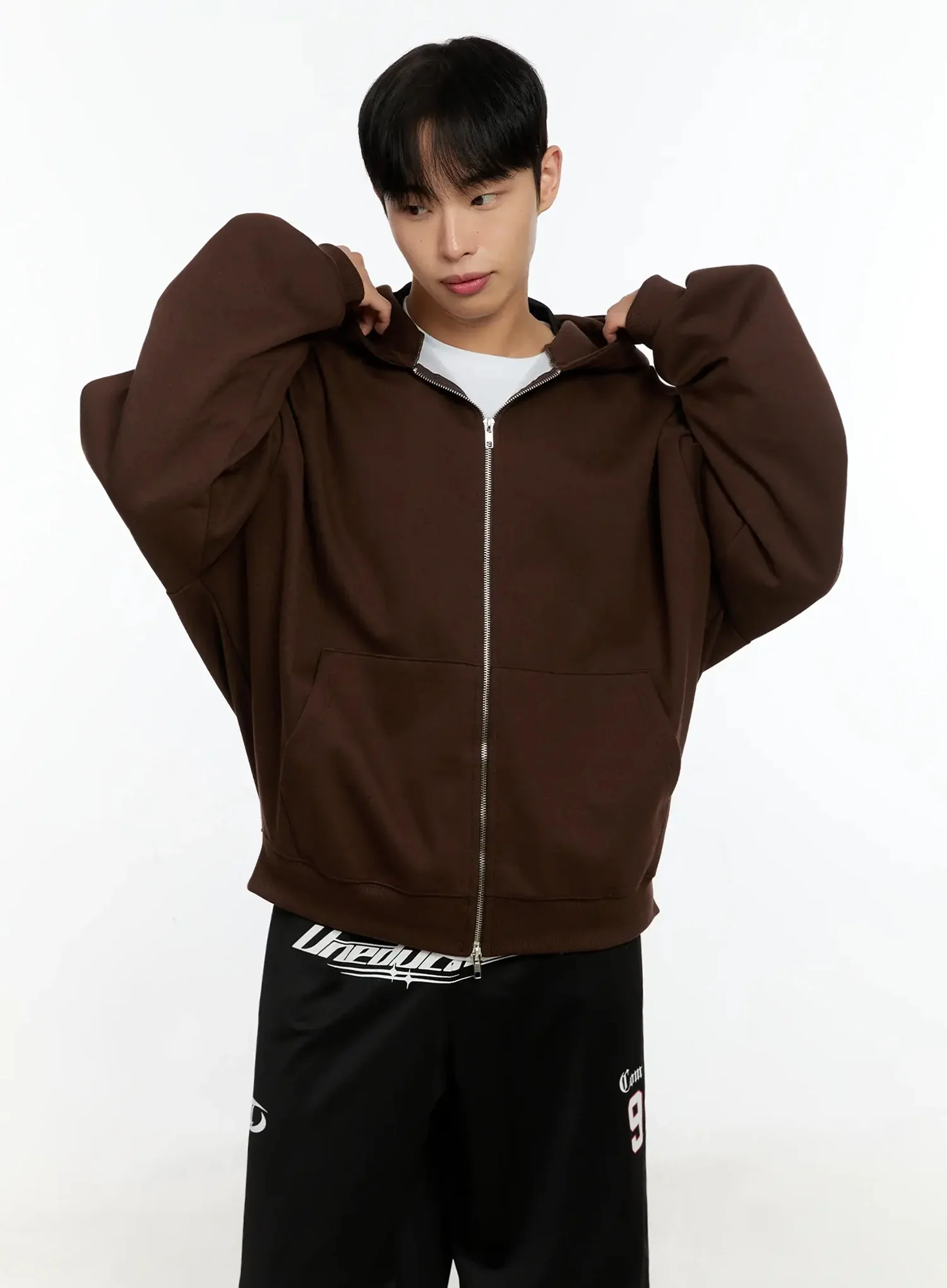 Men's Basic Oversized Zip-Up Hoodie IN525 - Image 2