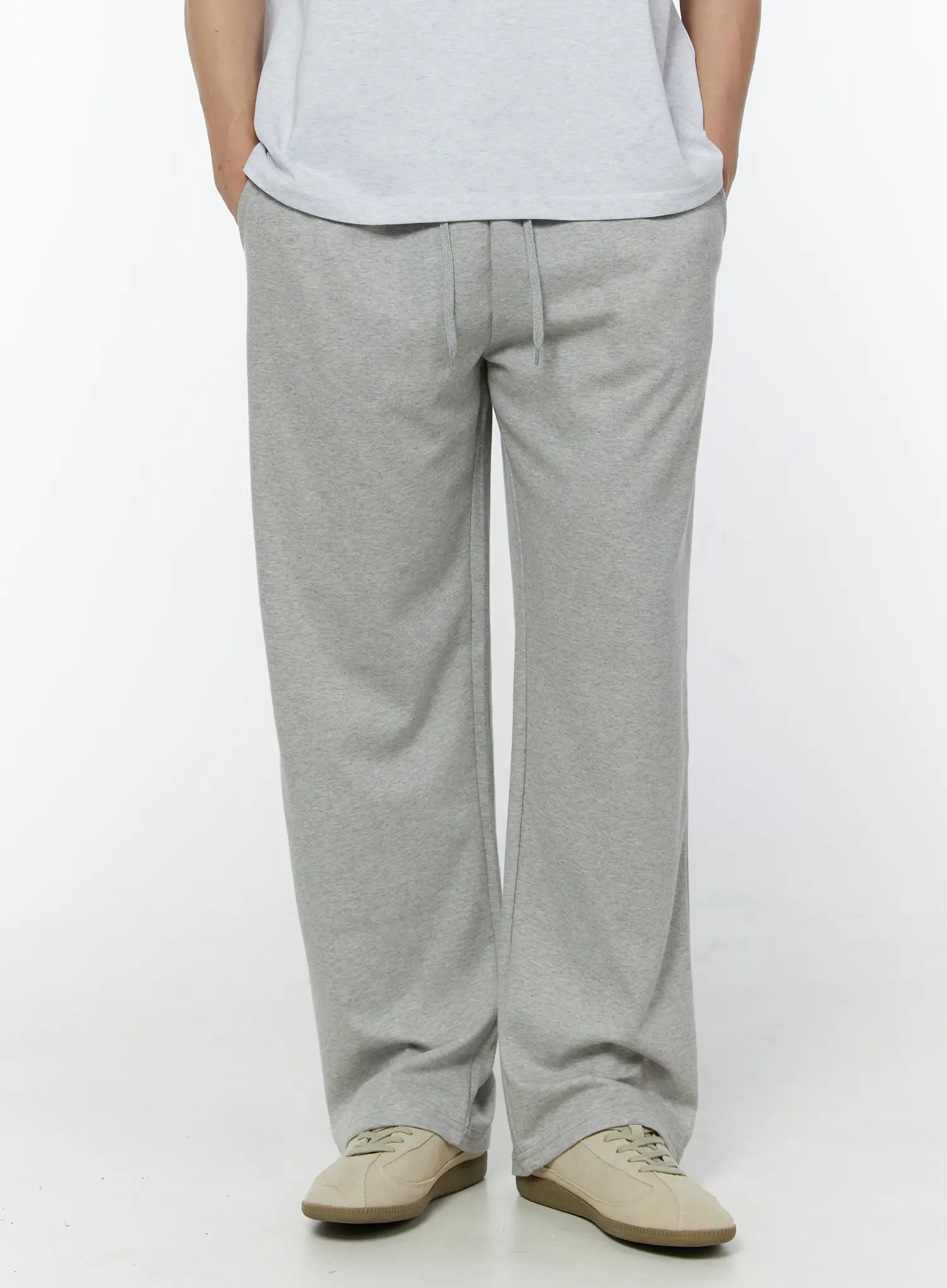 Men's Basic Semi-Wide Sweatpants (Gray) IU508