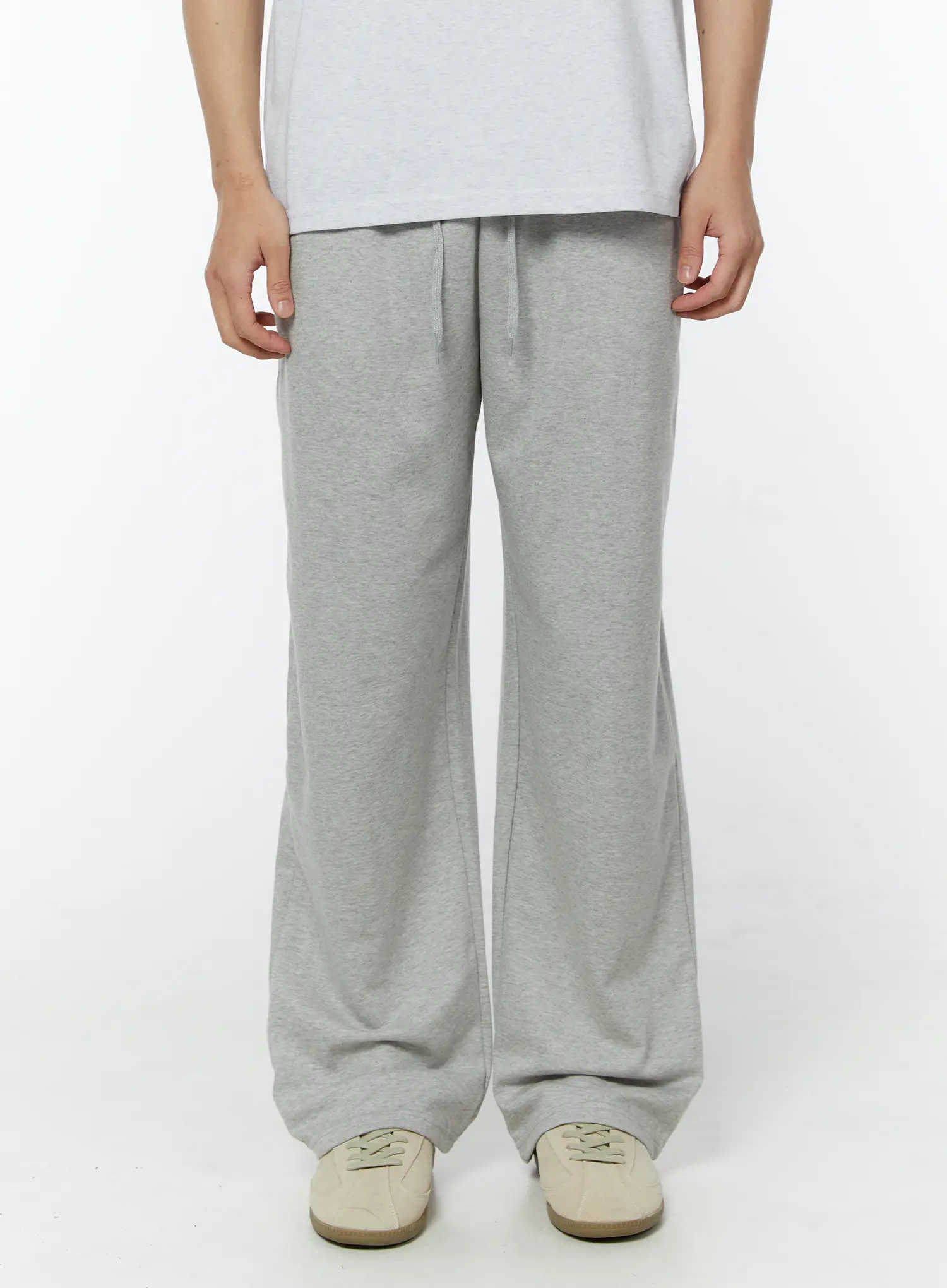 Men's Basic Semi-Wide Sweatpants (Gray) IU508 - Image 2