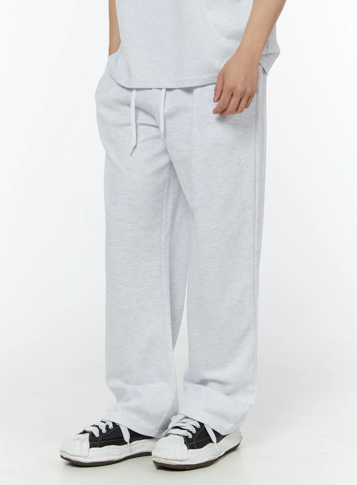 Men's Basic Semi-Wide Sweatpants (Light Gray) IU508 - Image 2