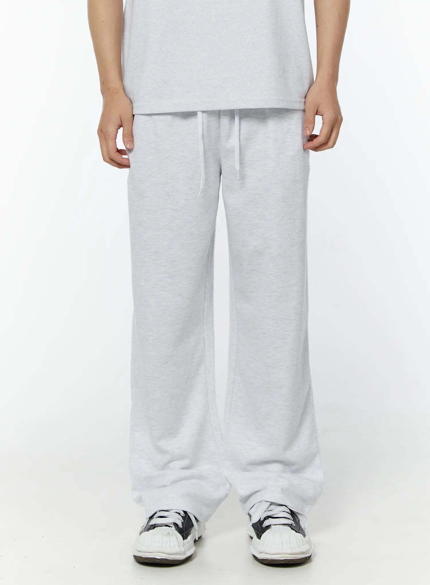 Men's Basic Semi-Wide Sweatpants (Light Gray) IU508 - Image 3