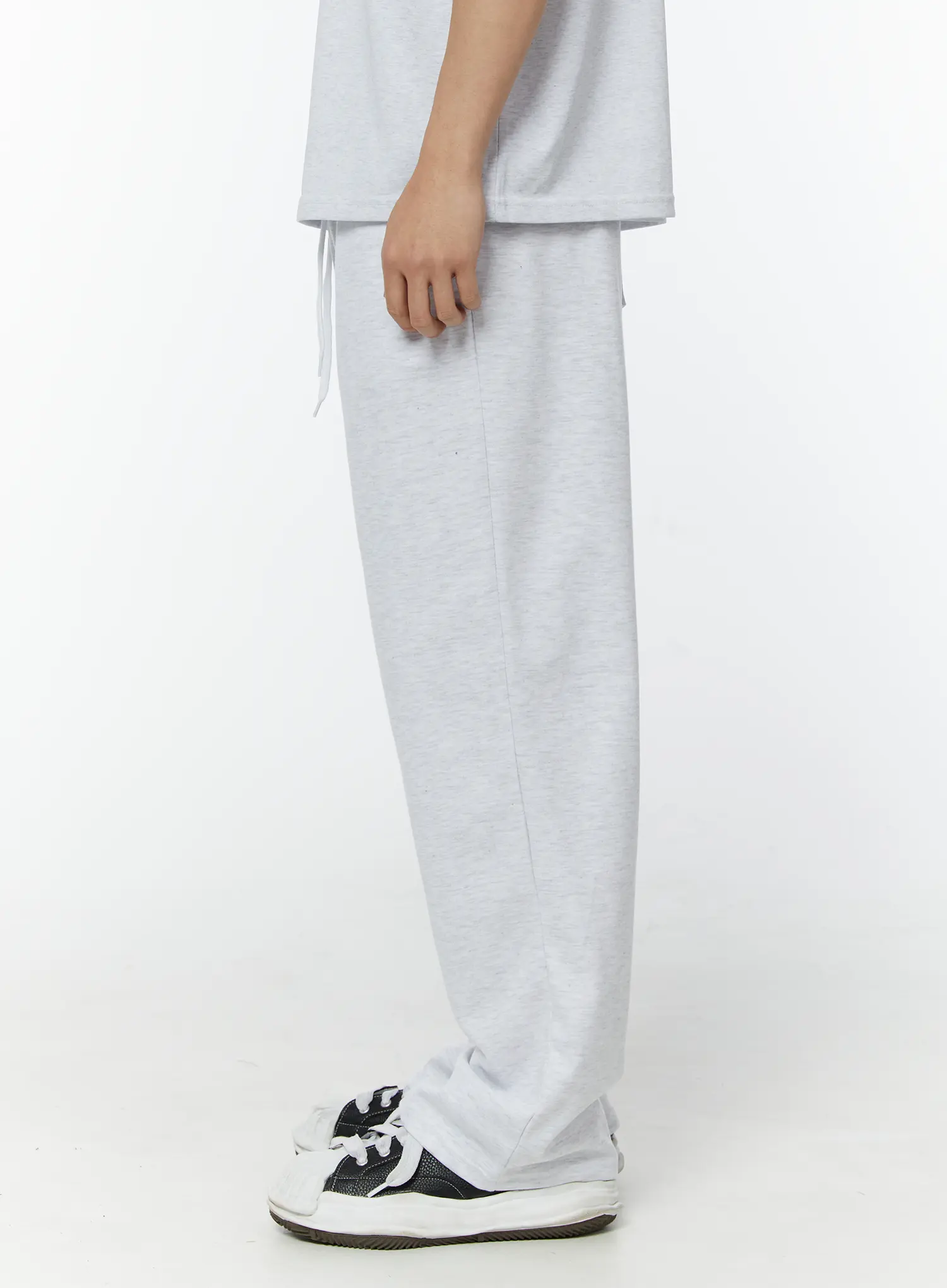 Men's Basic Semi-Wide Sweatpants (Light Gray) IU508 - Image 5