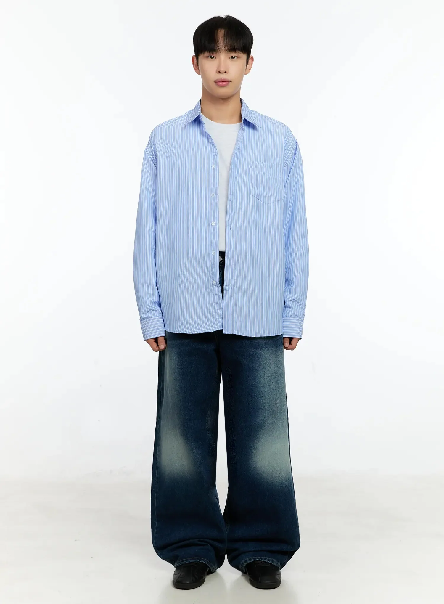 Men's Basic Striped Button-Up IN506 - Image 8