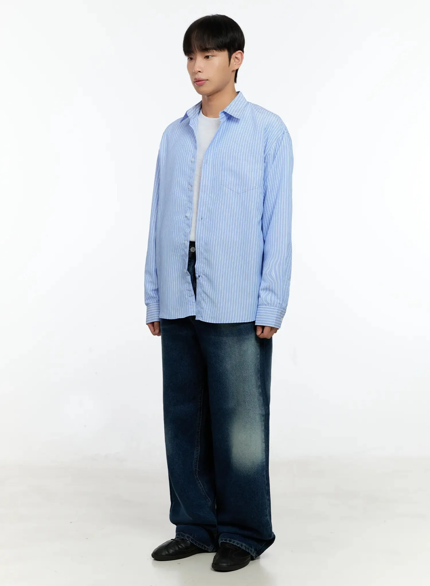 Men's Basic Striped Button-Up IN506 - Image 9