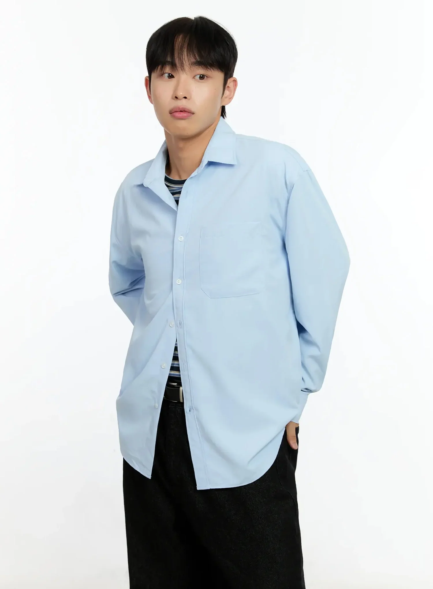Men's Basic Tencel Button-Up Shirt IN525 - Image 10
