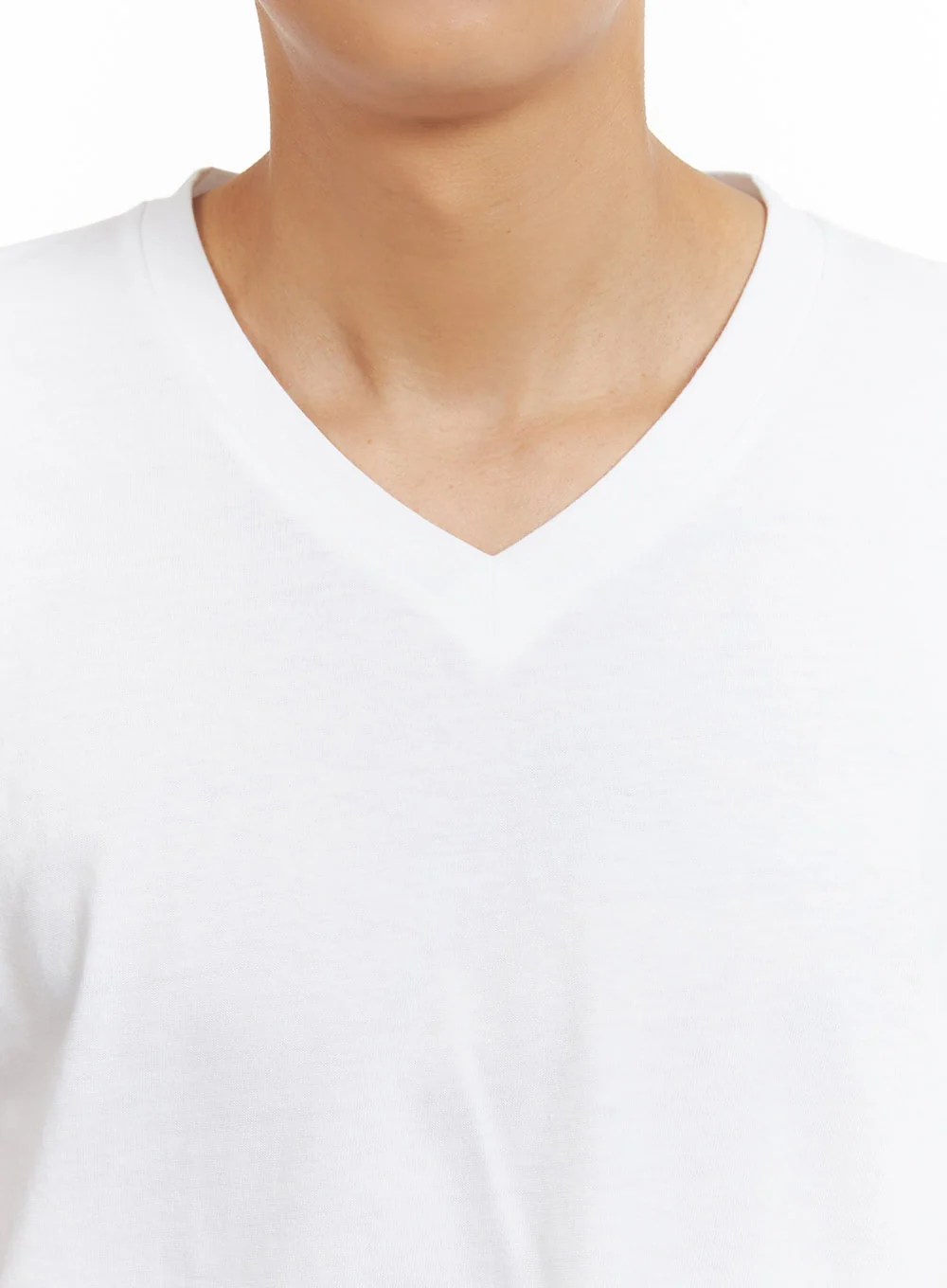 Men's Basic V-Neck T-Shirt (White) IY424 - Image 3