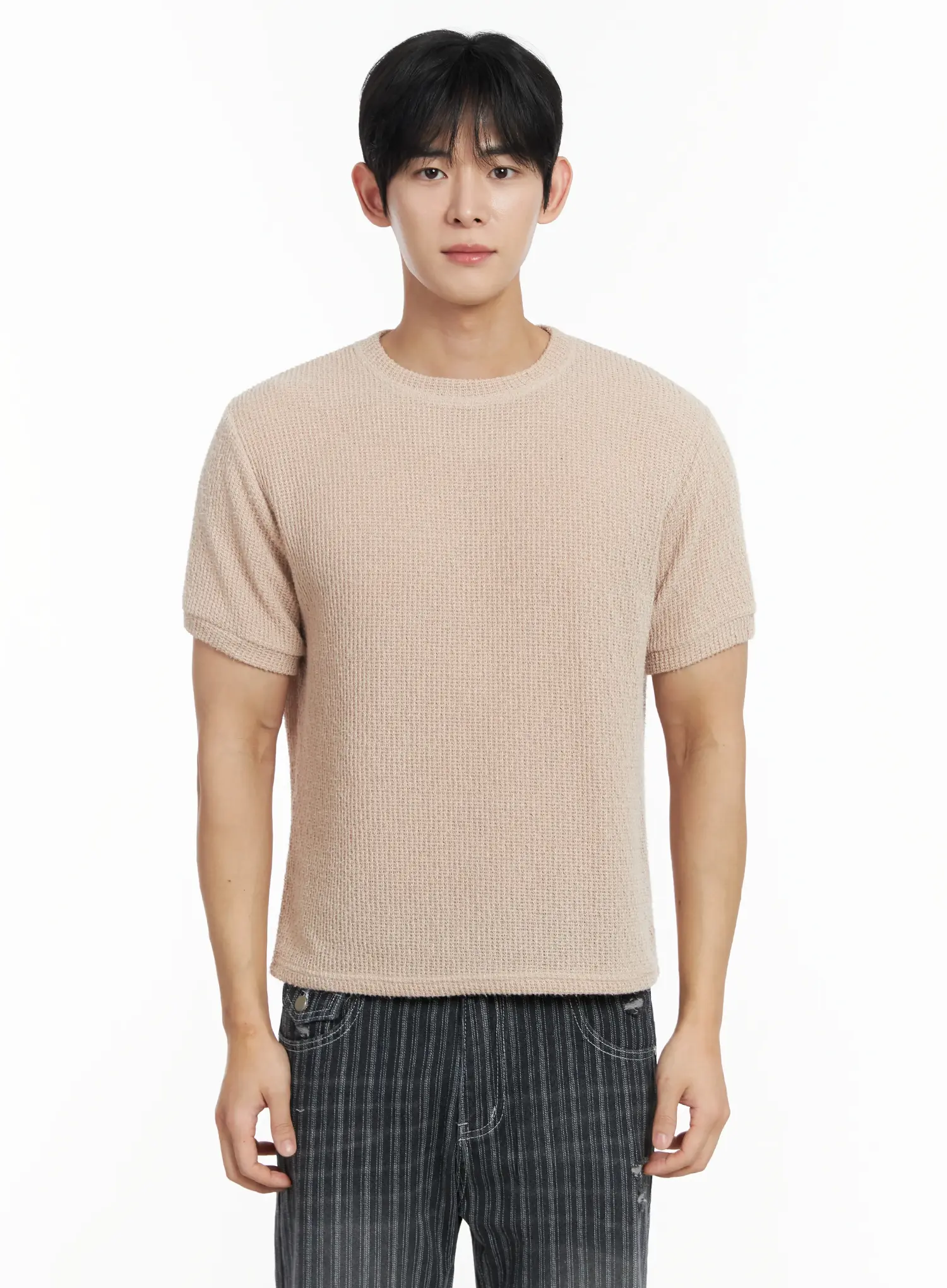 Men's Basic Waffle Knit Tee IF516 - Image 12