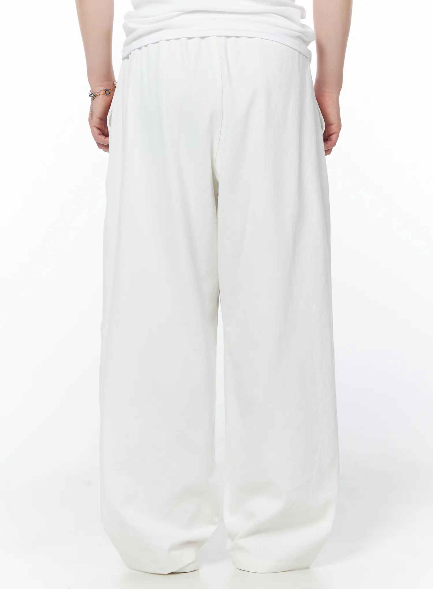 Men's Bio-Washed Wide-Leg Pants (White) IY525 - Image 6