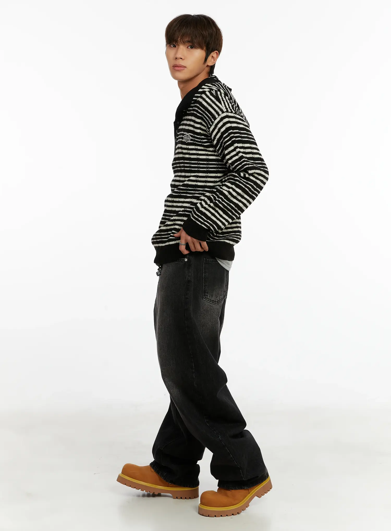 Men's Black Washed Baggy Jeans ID524 - Image 10
