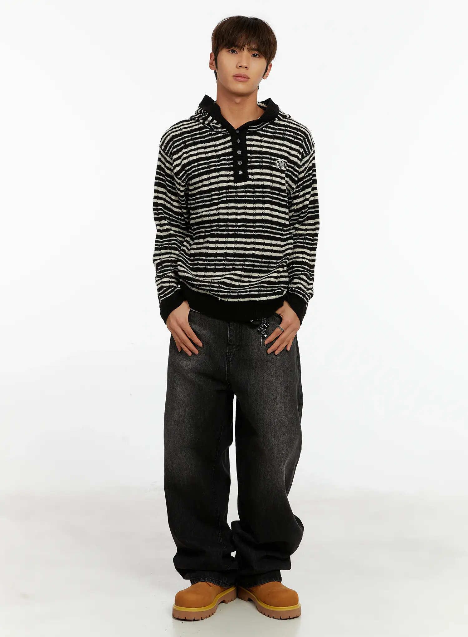 Men's Black Washed Baggy Jeans ID524 - Image 11