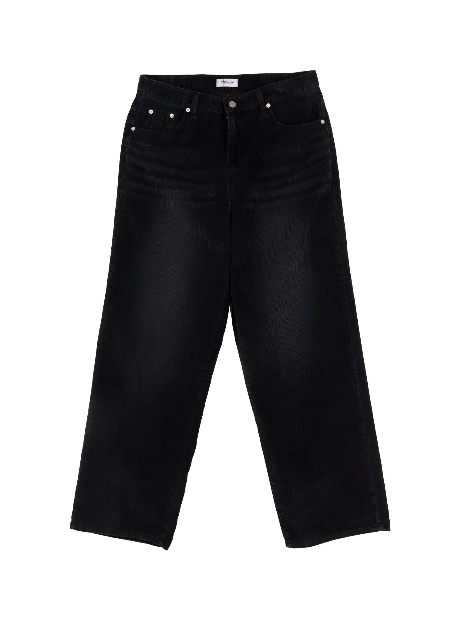 Men's Black Washed Wide Corduroy Pants IJ521 - Image 13