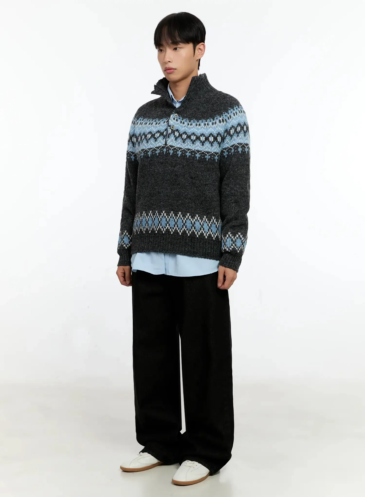 Men's Black Wide-Leg Jeans IN525 - Image 10