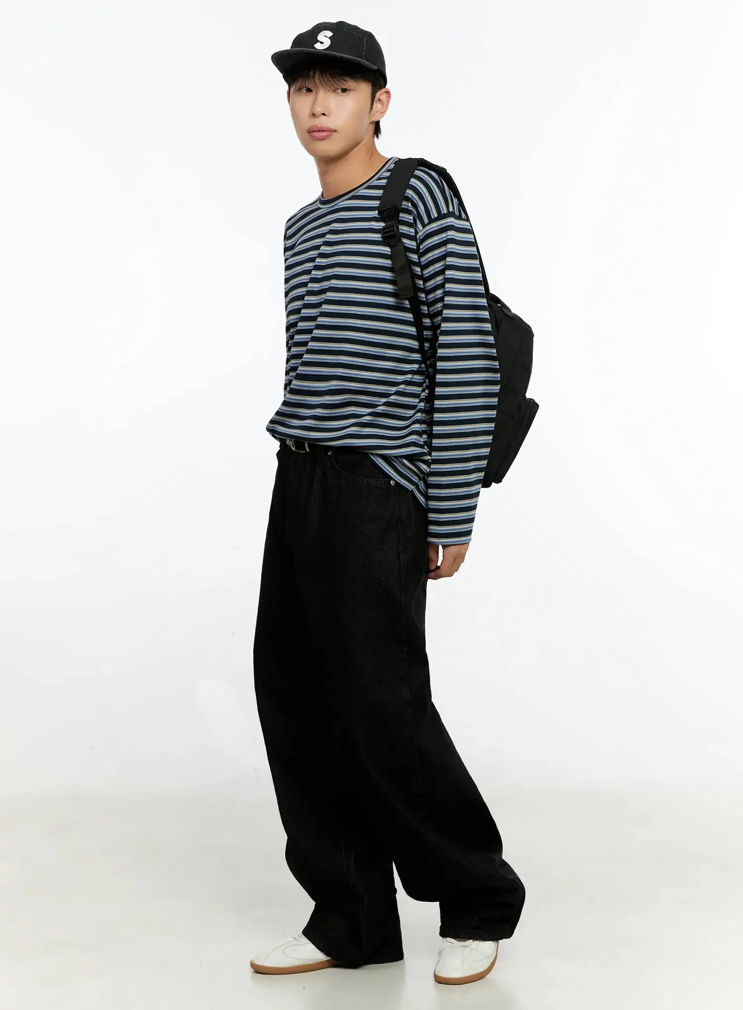 Men's Black Wide-Leg Jeans IN525 - Image 14