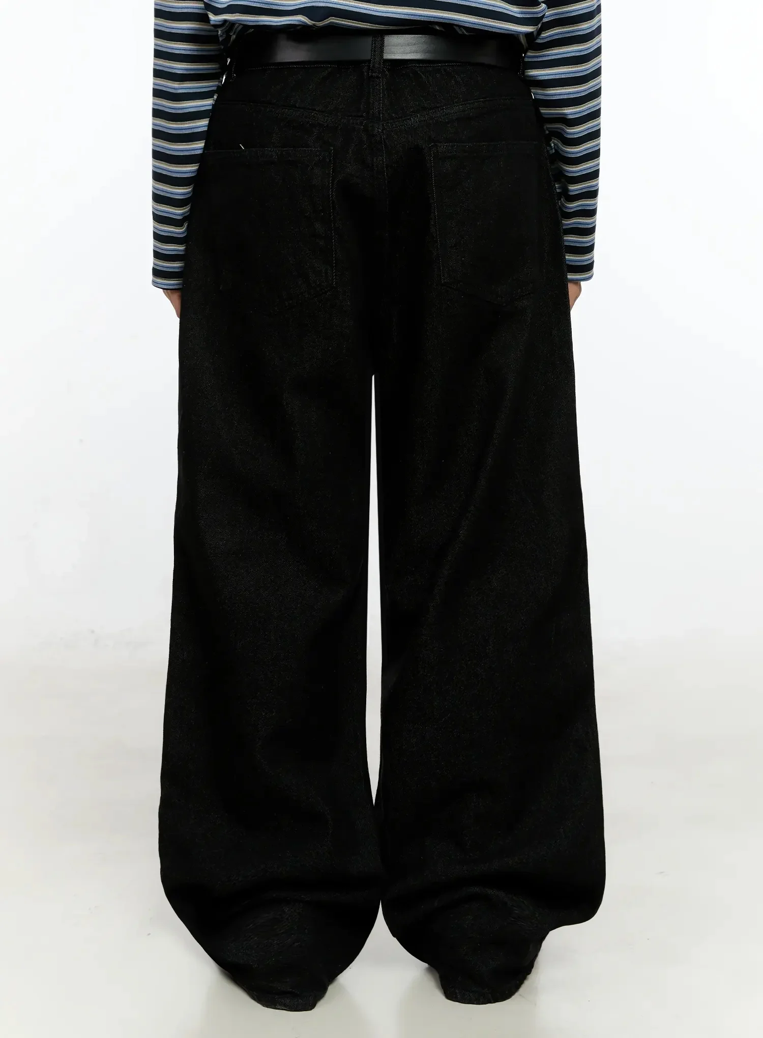 Men's Black Wide-Leg Jeans IN525 - Image 7