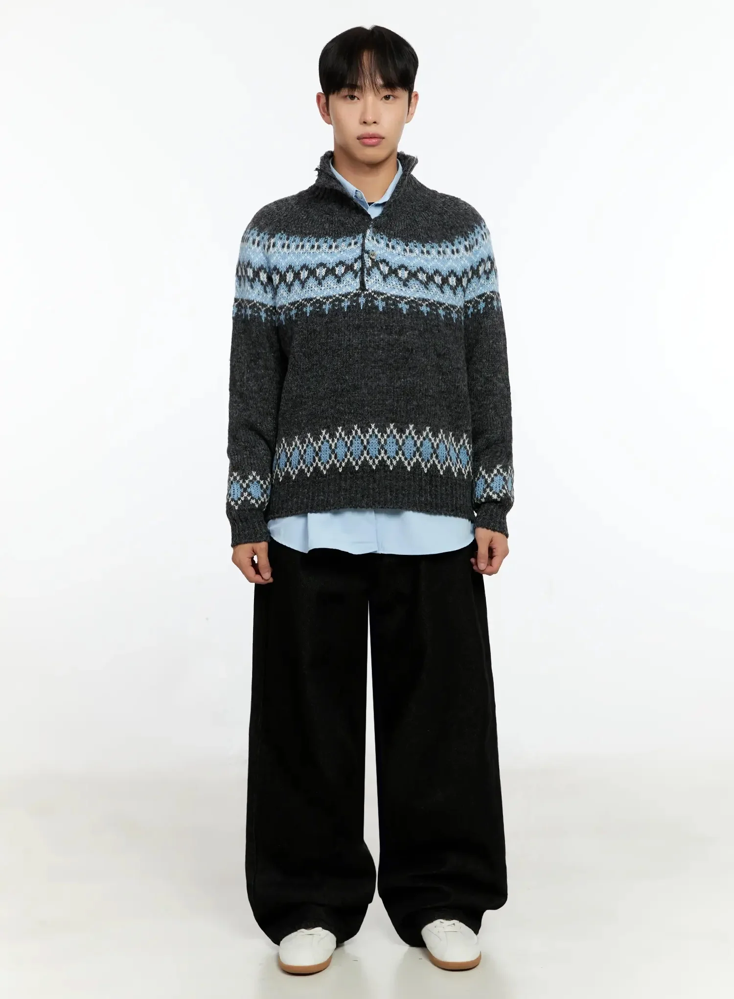 Men's Black Wide-Leg Jeans IN525 - Image 9