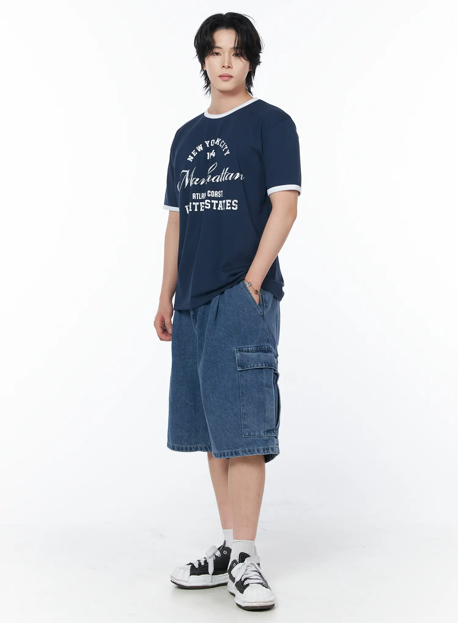 Men's Blue Cargo Bermuda Shorts IY519 - Image 11