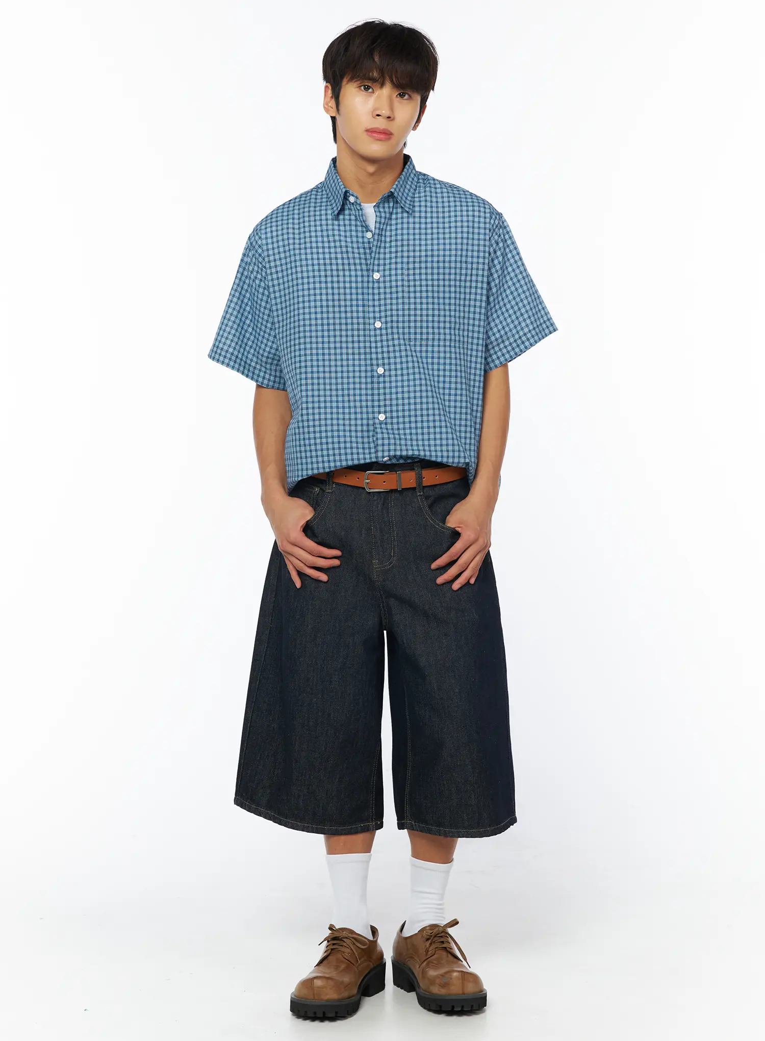 Men's Breezy Checked Short Sleeve Shirt IY529 - Image 2