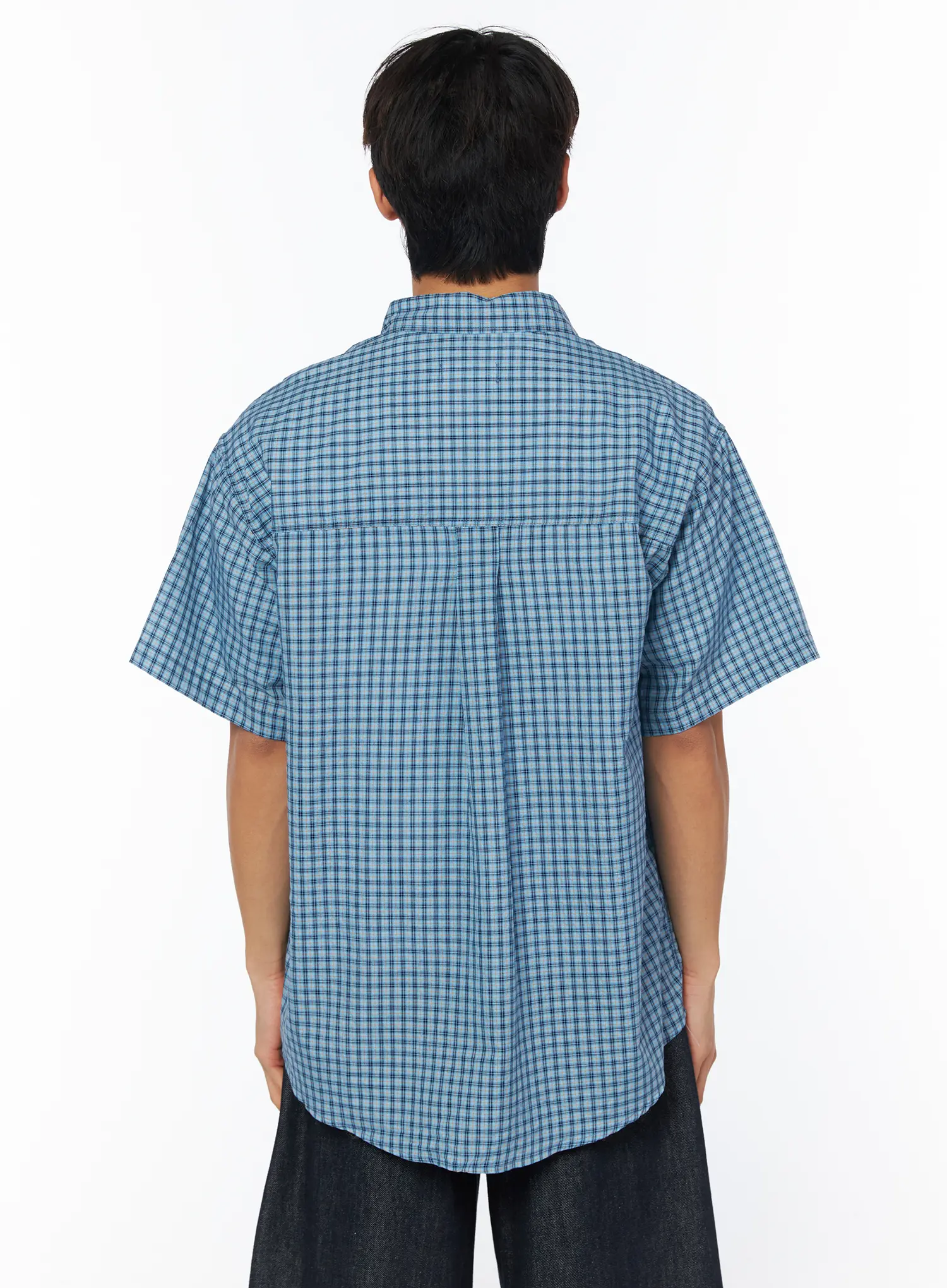 Men's Breezy Checked Short Sleeve Shirt IY529 - Image 6