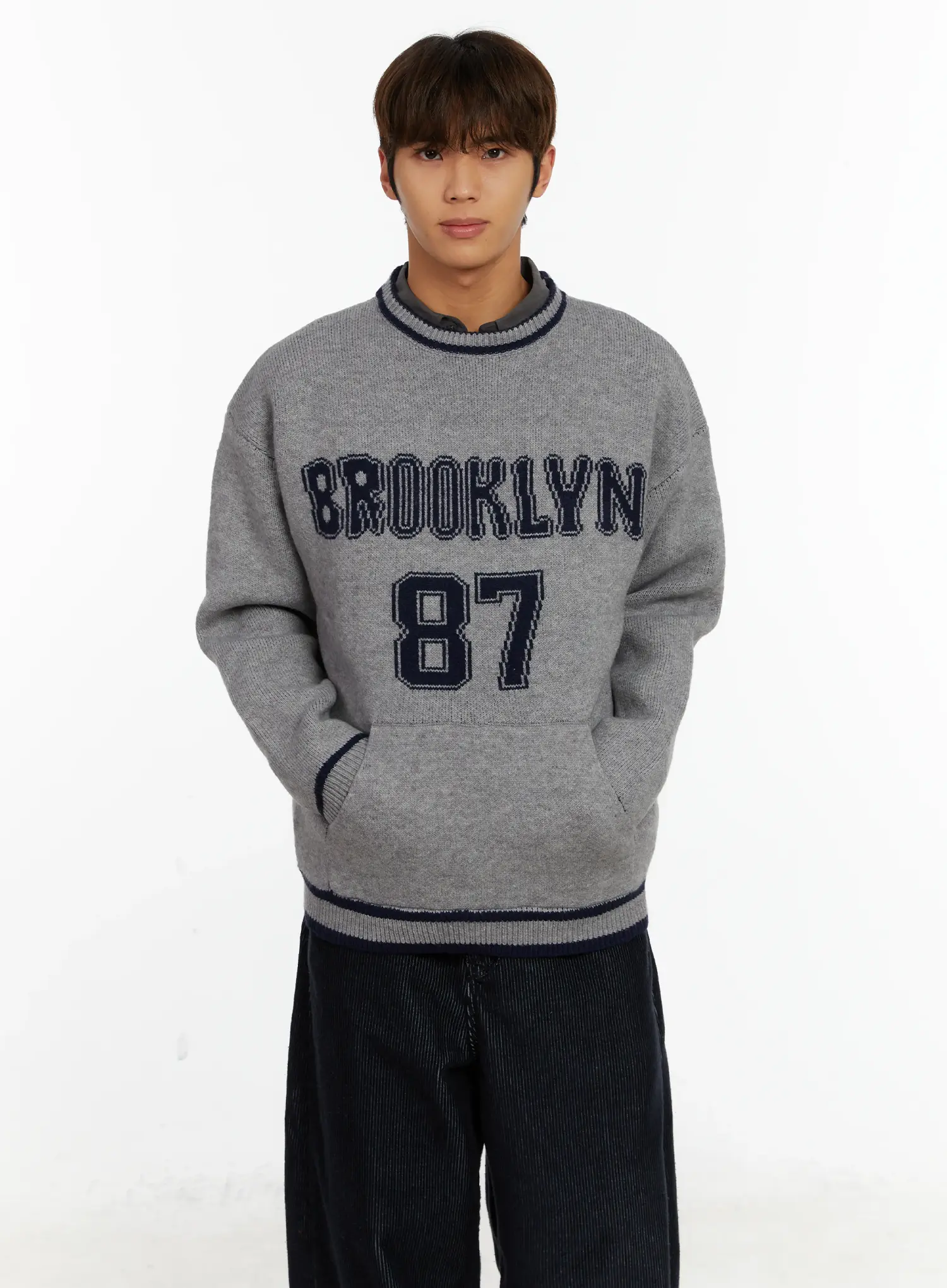 Men's Brooklyn Lettering Knit Sweater ID524 - Image 6