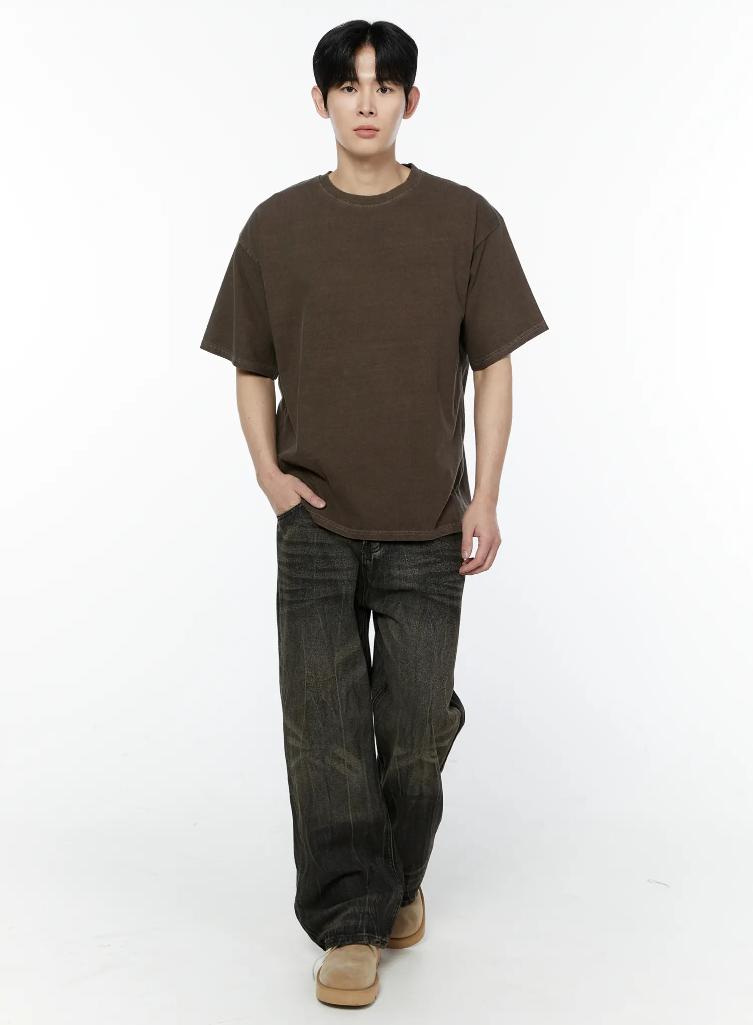 Men's Brown Basic T-Shirt IA530 - Image 6