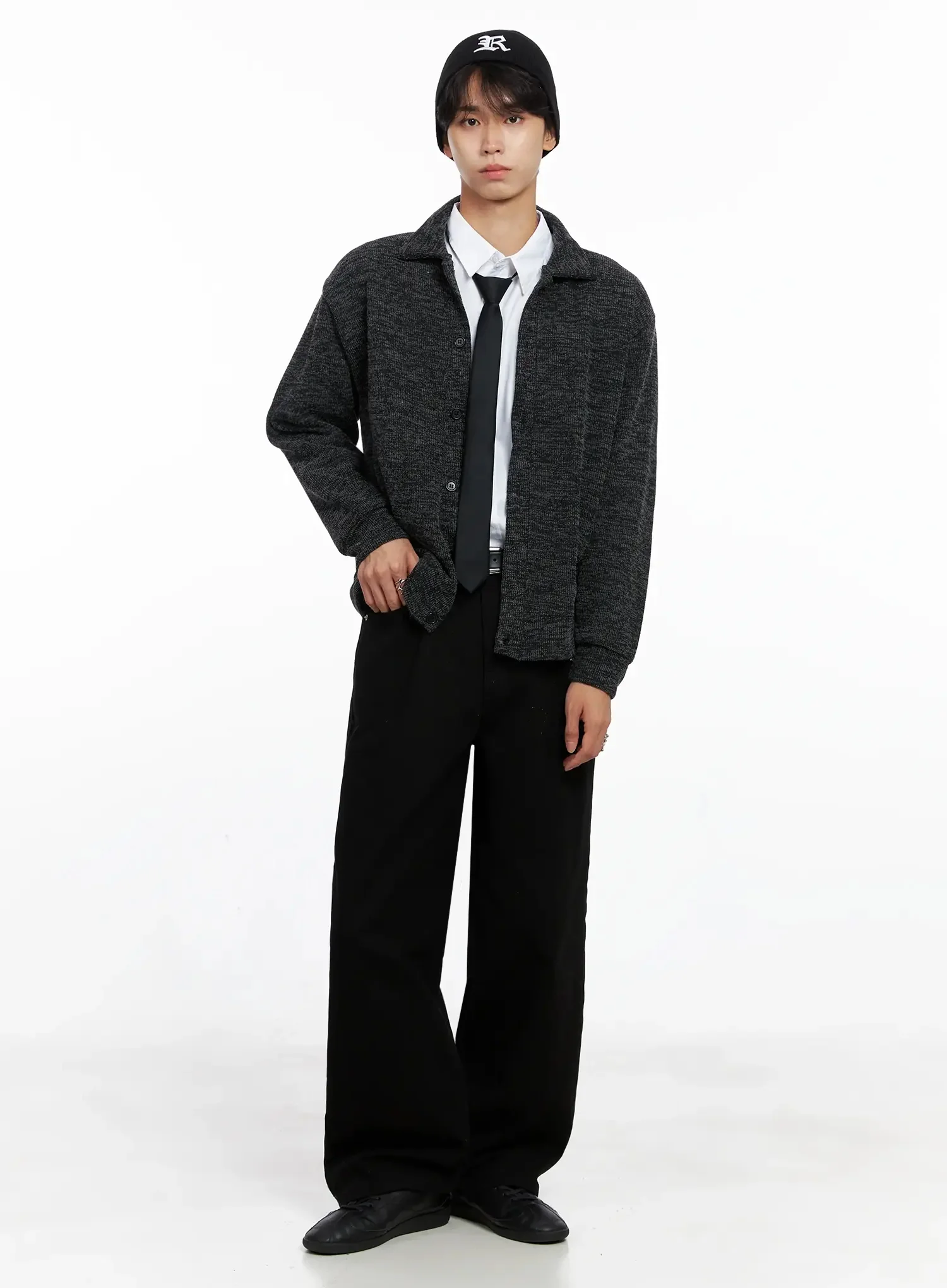 Men's Button-Up Collar Knit Cardigan IO517 - Image 11