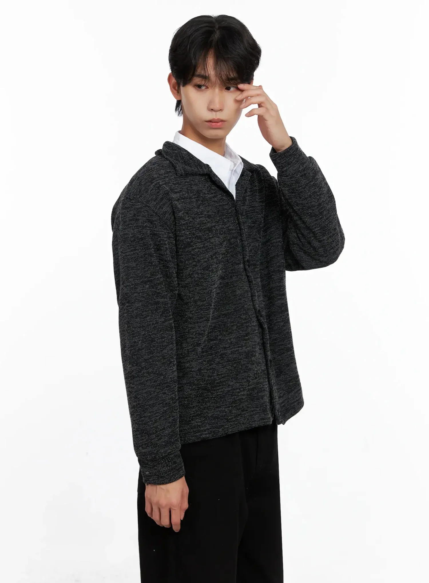 Men's Button-Up Collar Knit Cardigan IO517 - Image 3