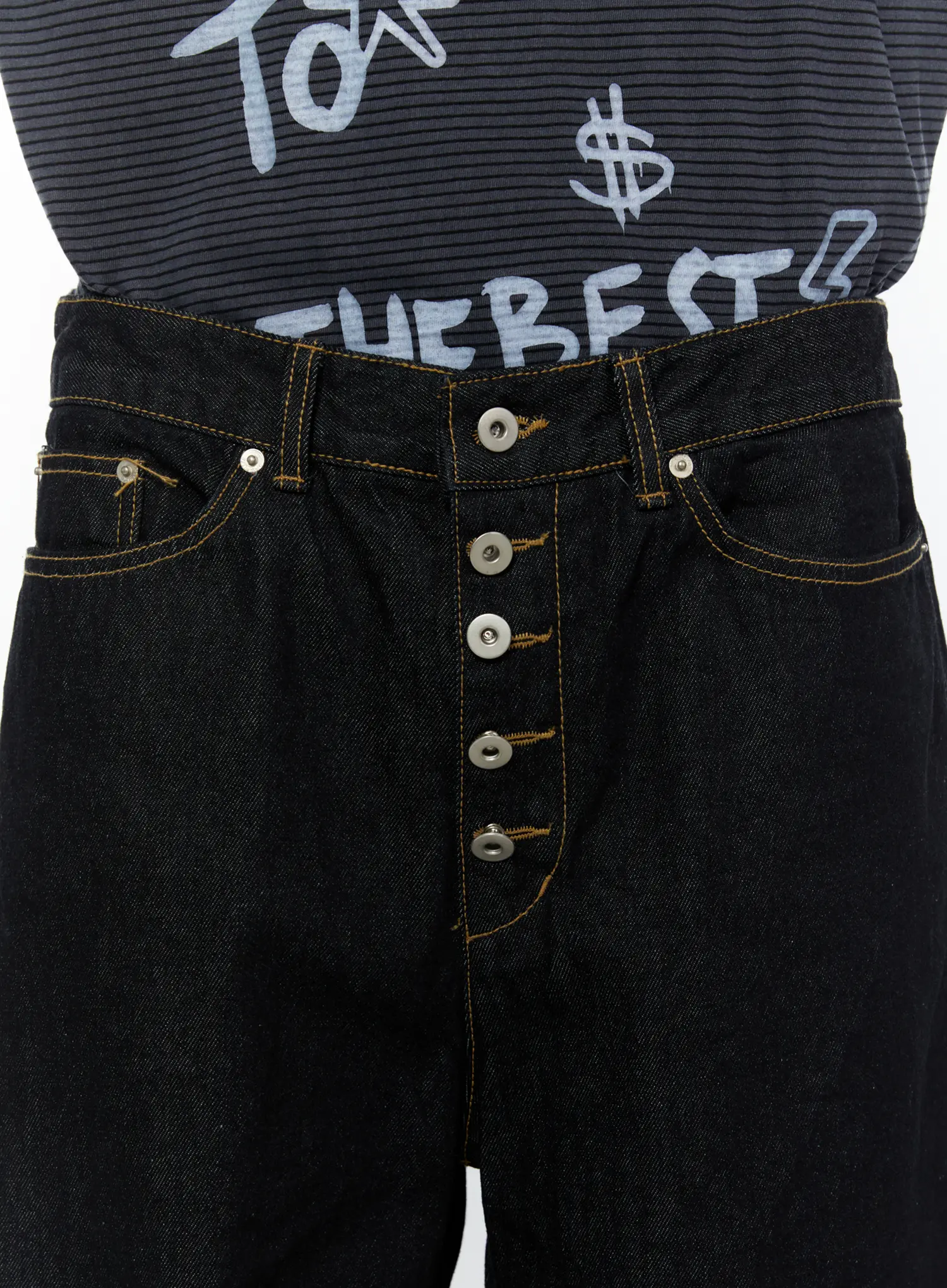 Men's Buttoned Baggy Jeans IY508 - Image 2