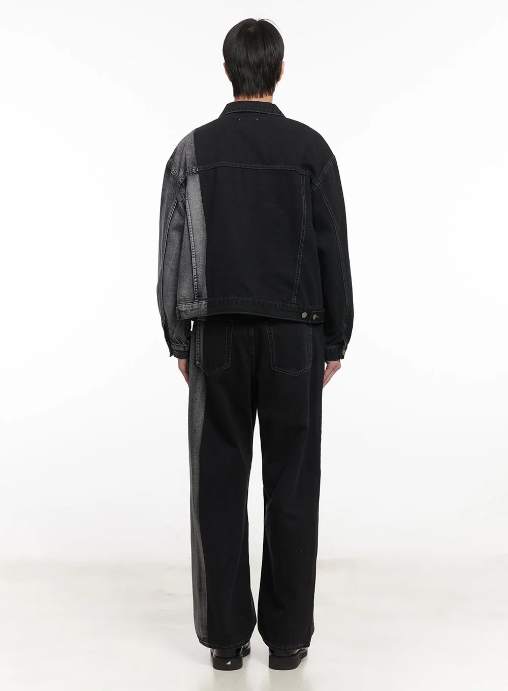 Men's Buttoned Washed Denim Jacket (Black) IM519 - Image 10