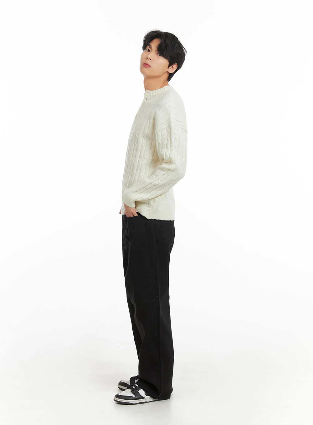 Men's Cable Knit Buttoned Sweater IA401 - Image 6