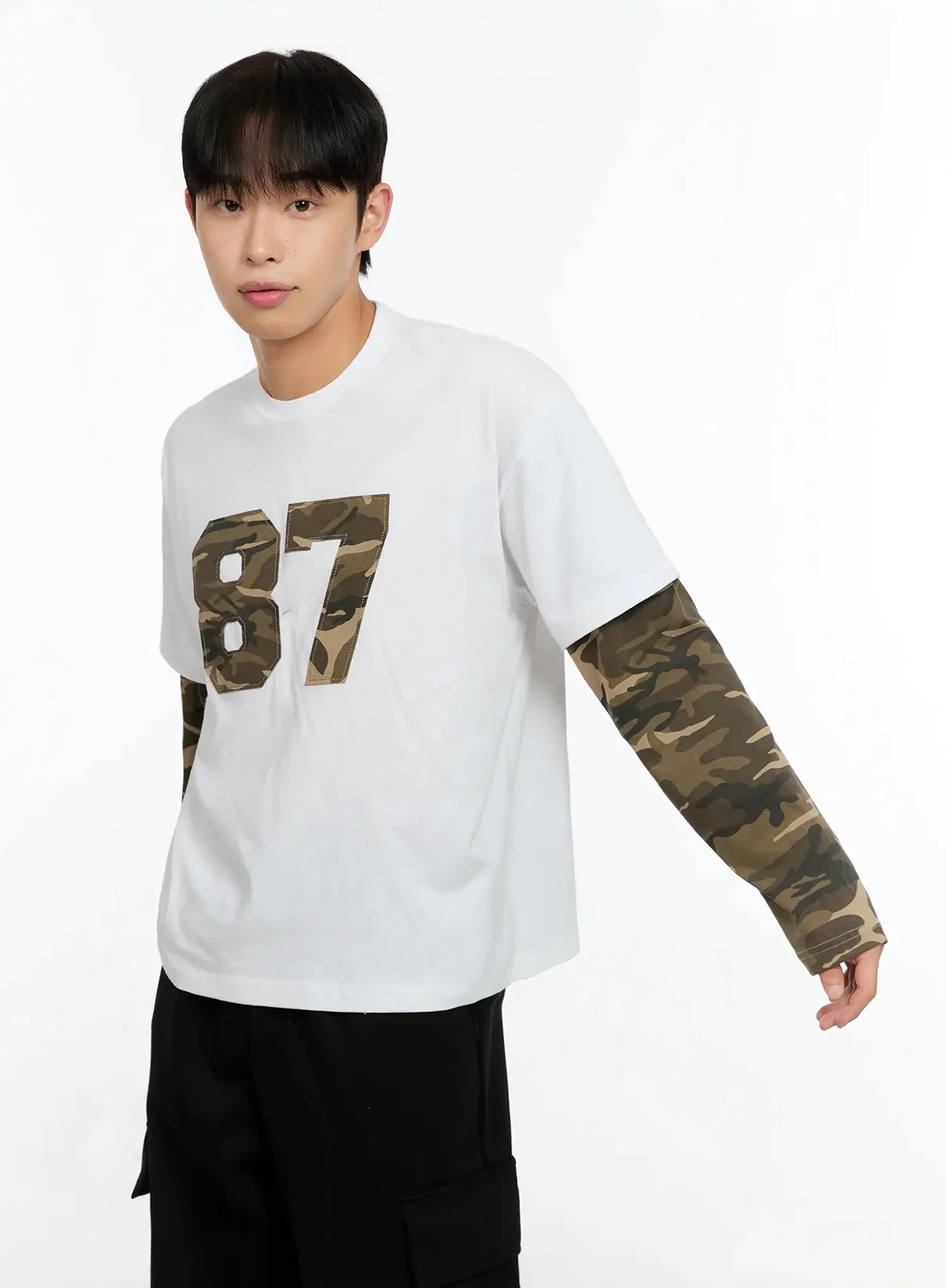 Men's Camo Graphic Layered Tee IN525 - Image 5