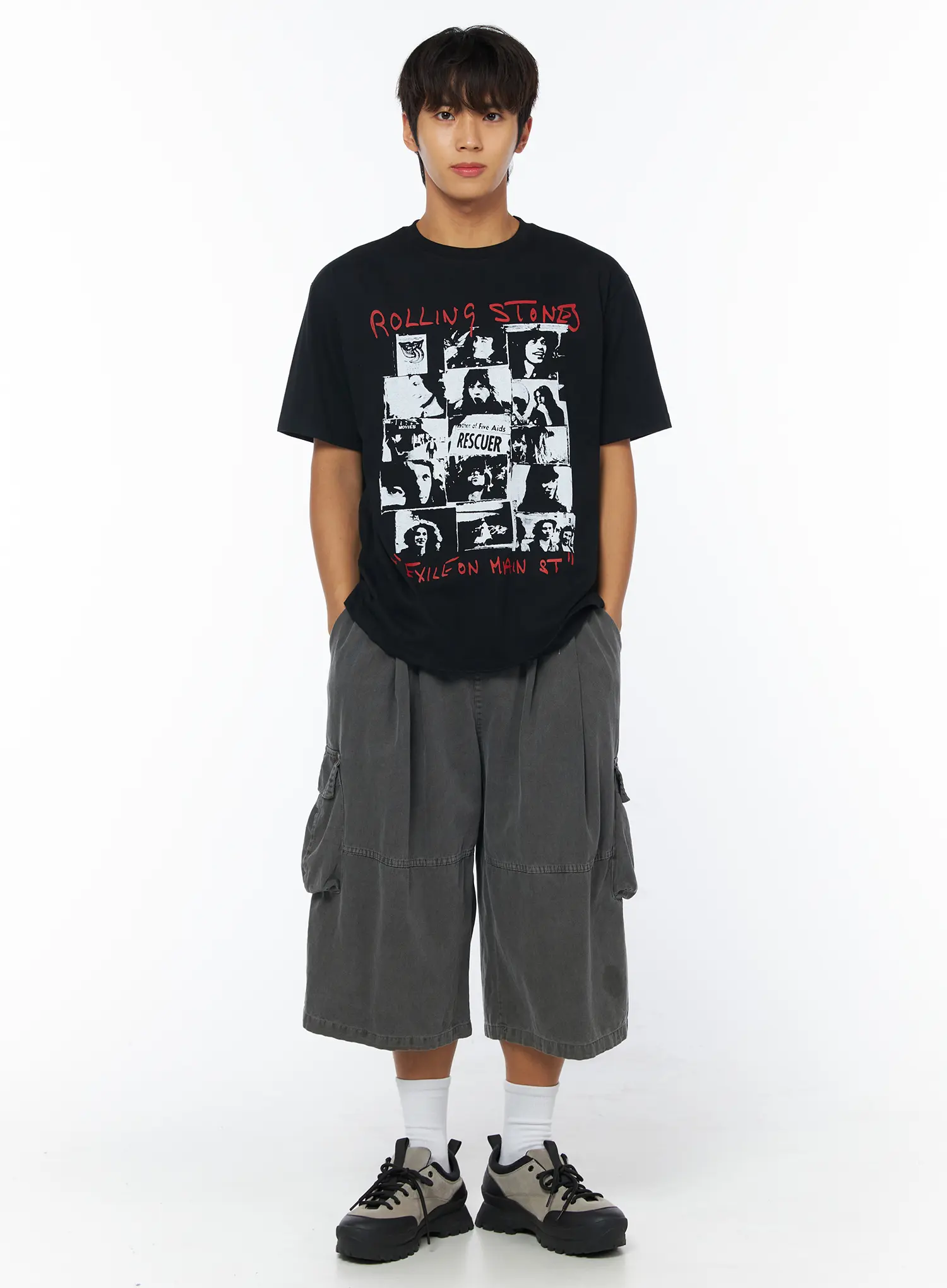 Men's Cargo Bermuda Shorts (Dark Gray) IY529 - Image 3