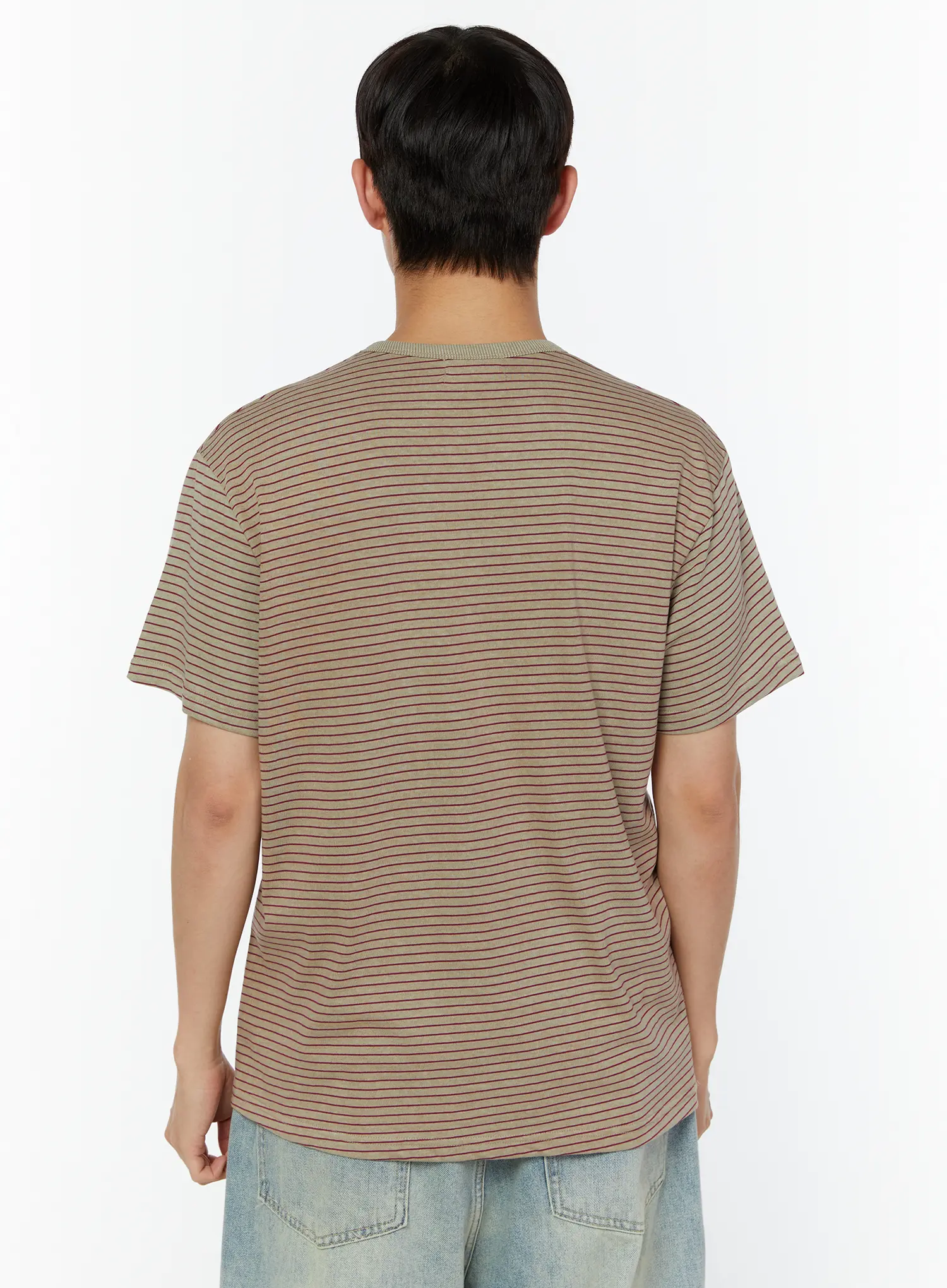 Men's Casual Henley Striped T-Shirt IU515 - Image 5