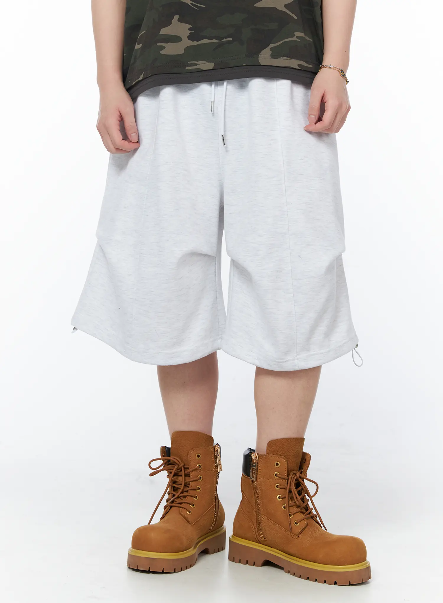 Men's Casual Parachute Shorts (Light Gray) IY522