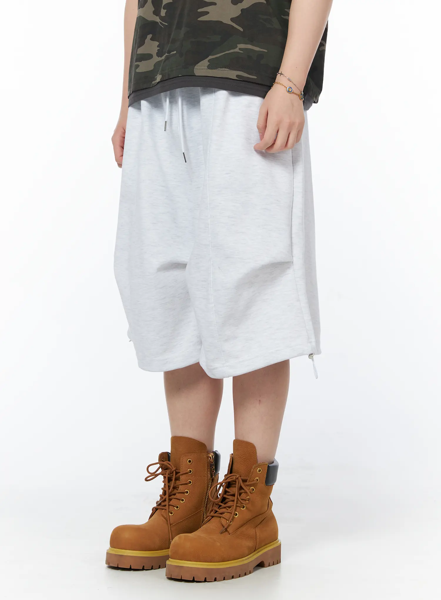Men's Casual Parachute Shorts (Light Gray) IY522 - Image 4