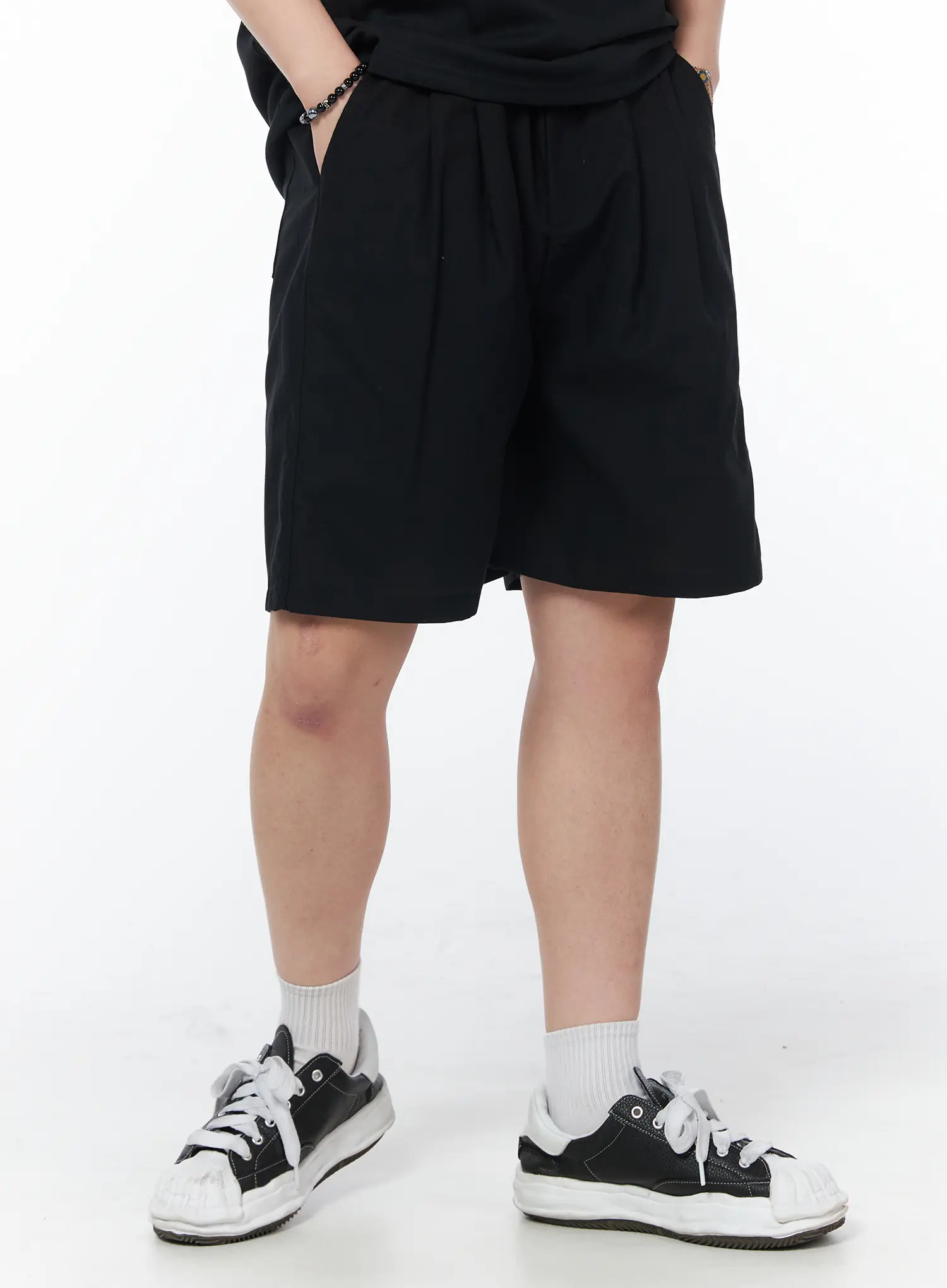 Men's Casual Pintuck Shorts (Black) IY522 - Image 2