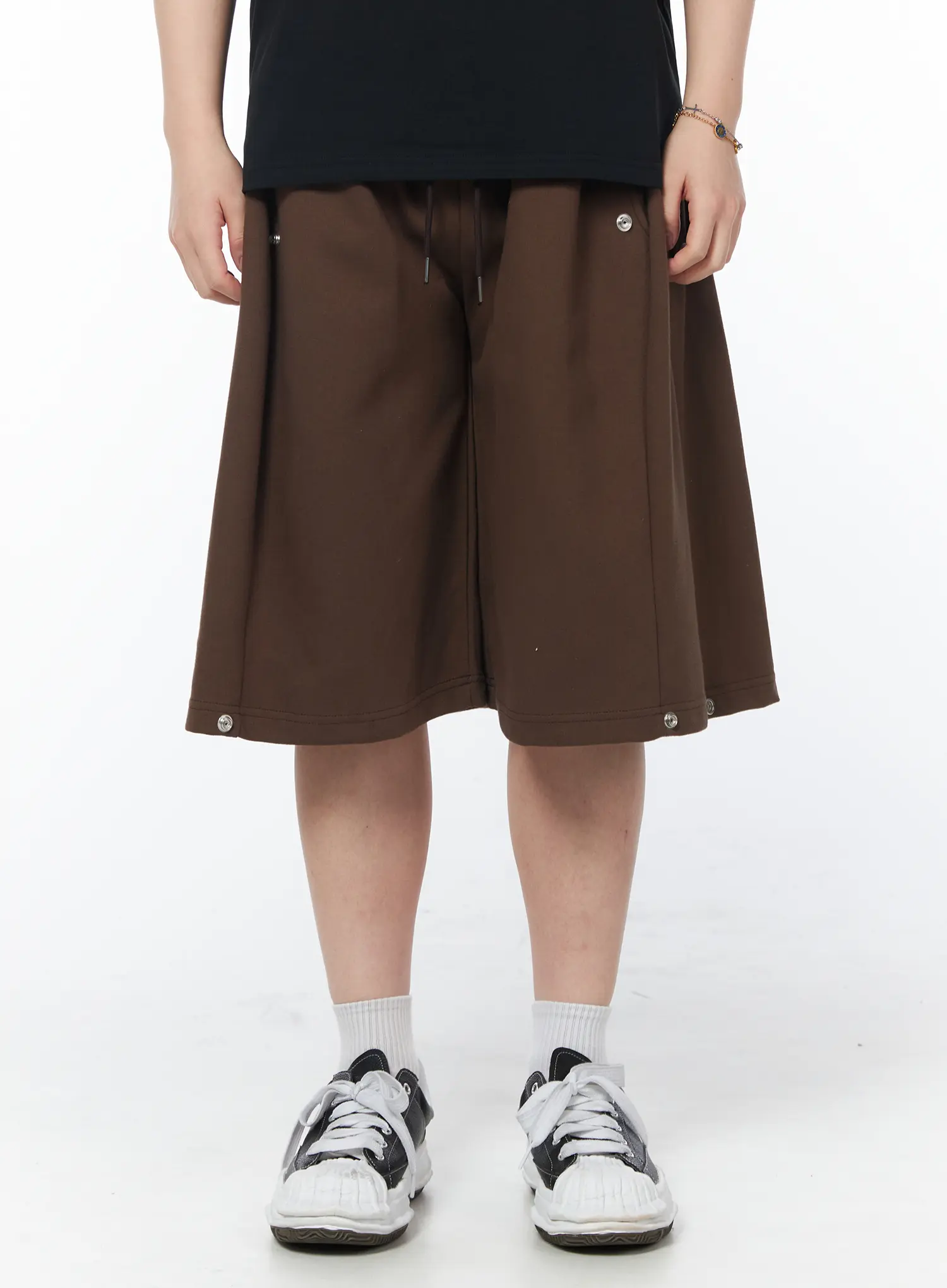 Men's Casual Snap Button Bermuda Shorts (Dark Brown) IY522 - Image 3