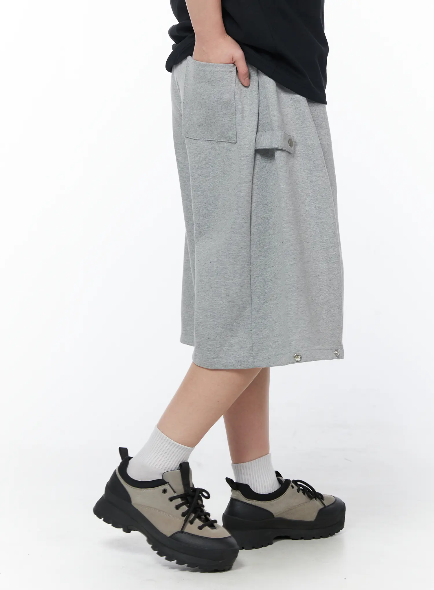 Men's Casual Snap Button Bermuda Shorts (Gray) IY522 - Image 2