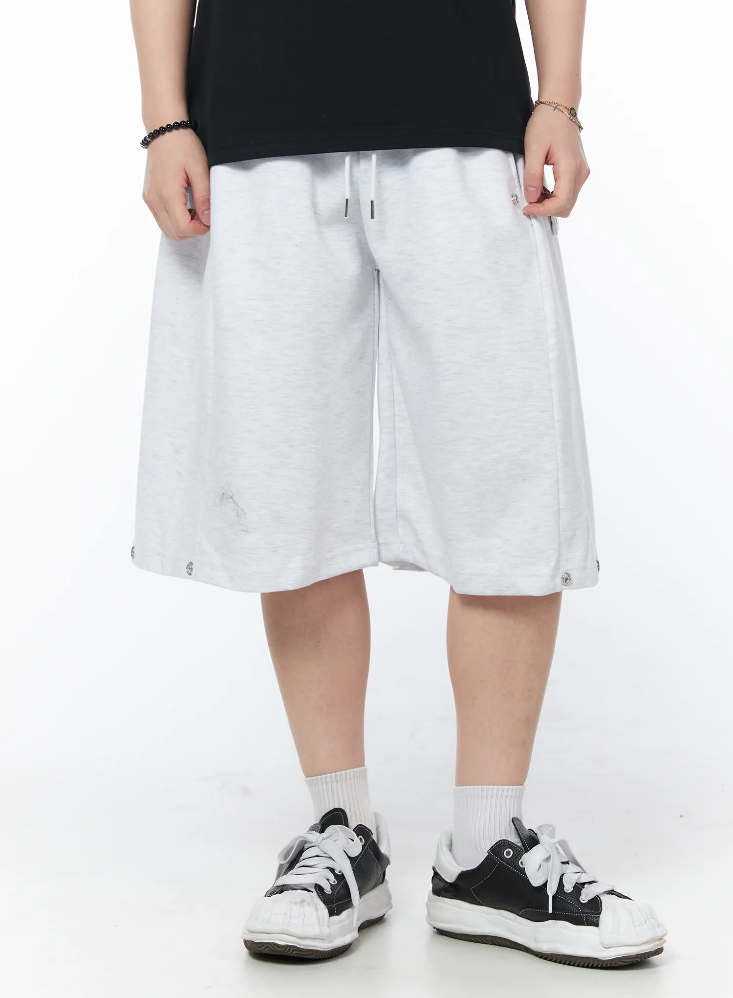 Men's Casual Snap Button Bermuda Shorts (Light Gray) IY522 - Image 3