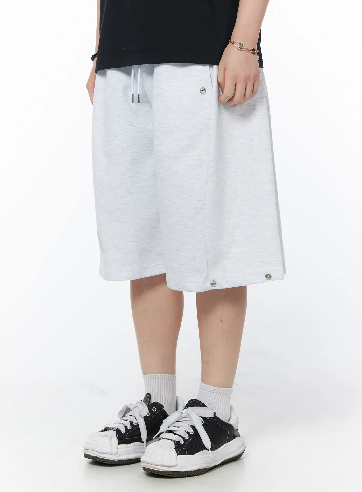 Men's Casual Snap Button Bermuda Shorts (Light Gray) IY522 - Image 4