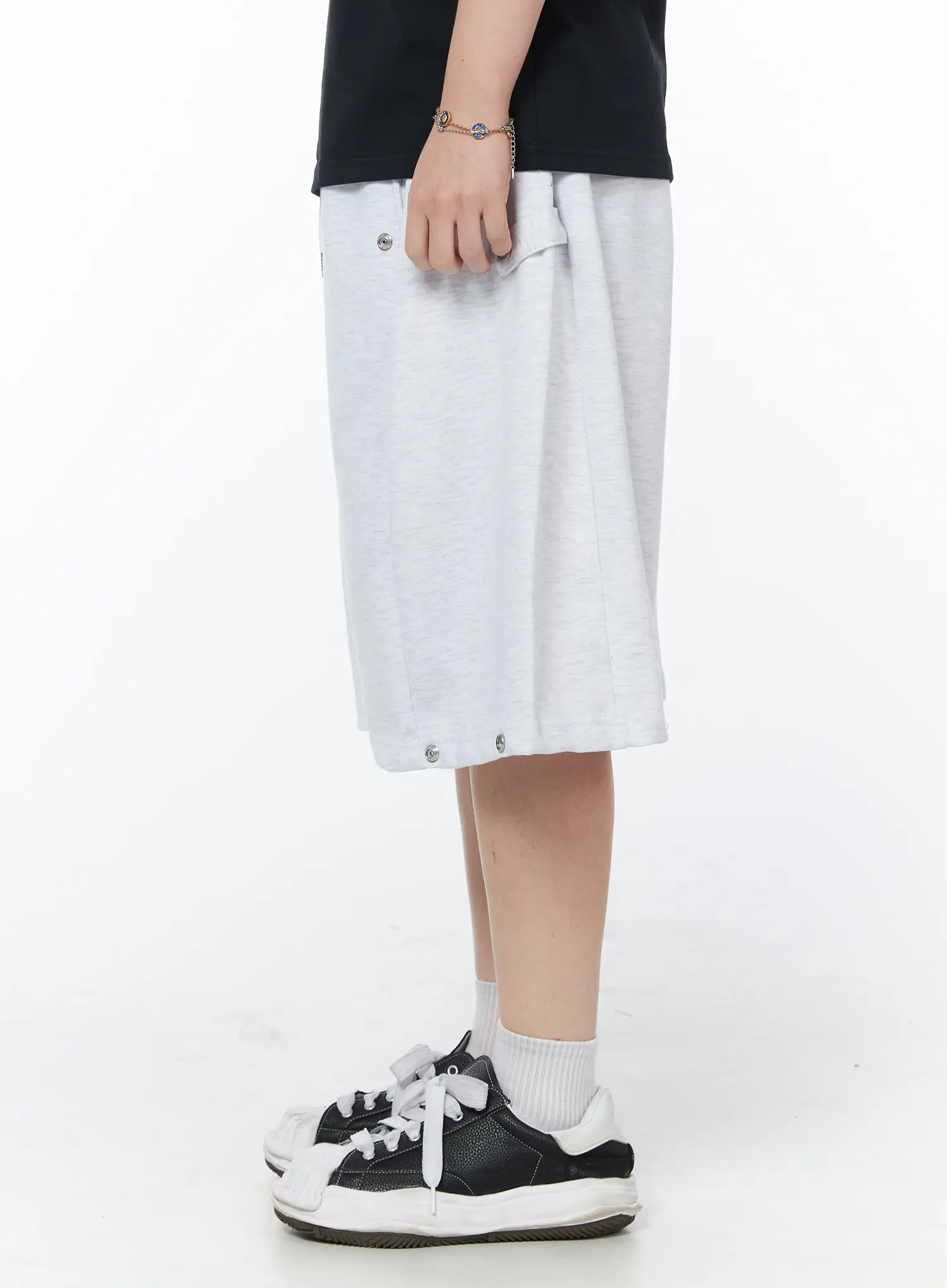 Men's Casual Snap Button Bermuda Shorts (Light Gray) IY522 - Image 5
