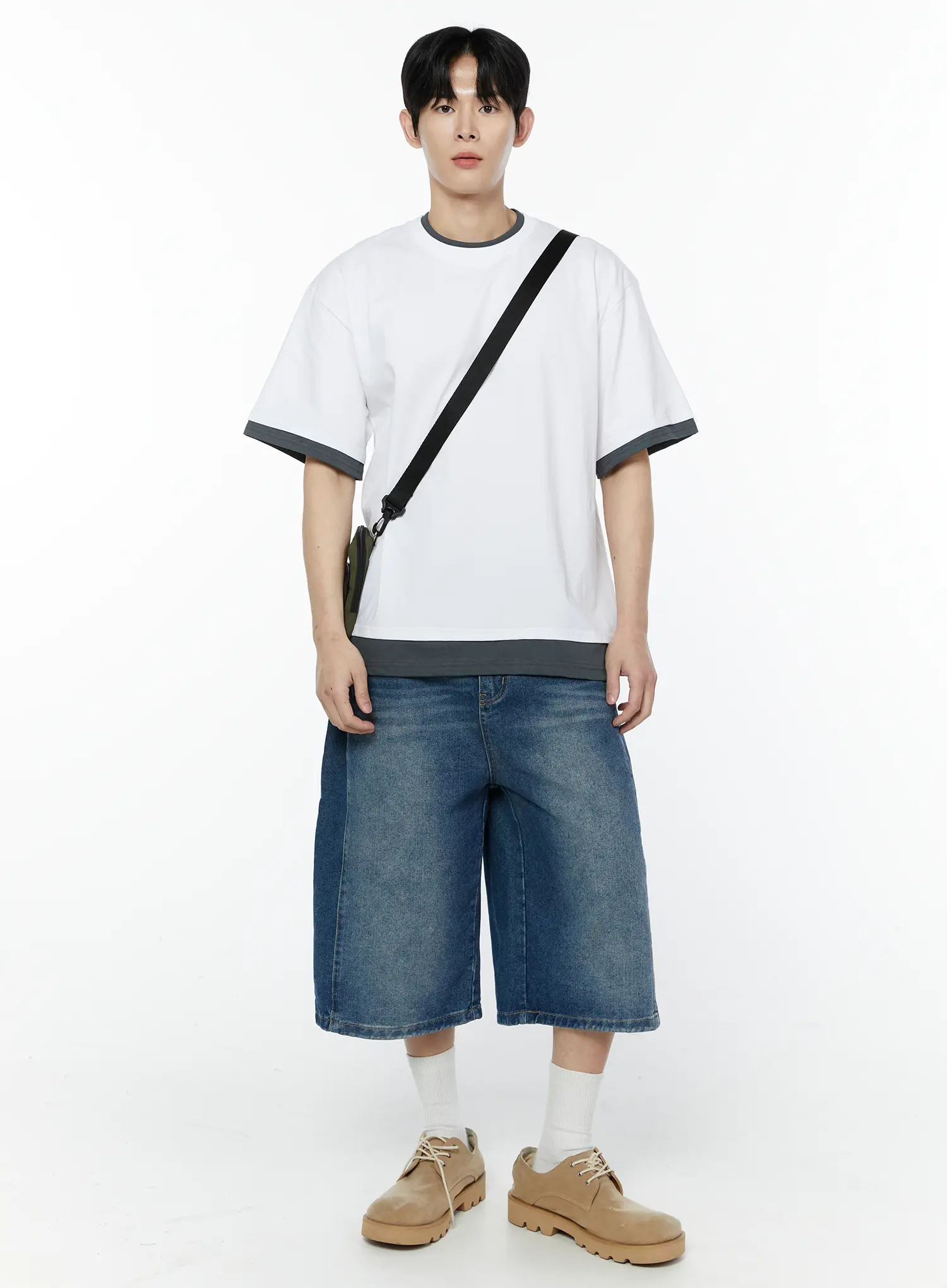 Men's Casual Wide-Leg Bermuda Jeans IA527 - Image 3
