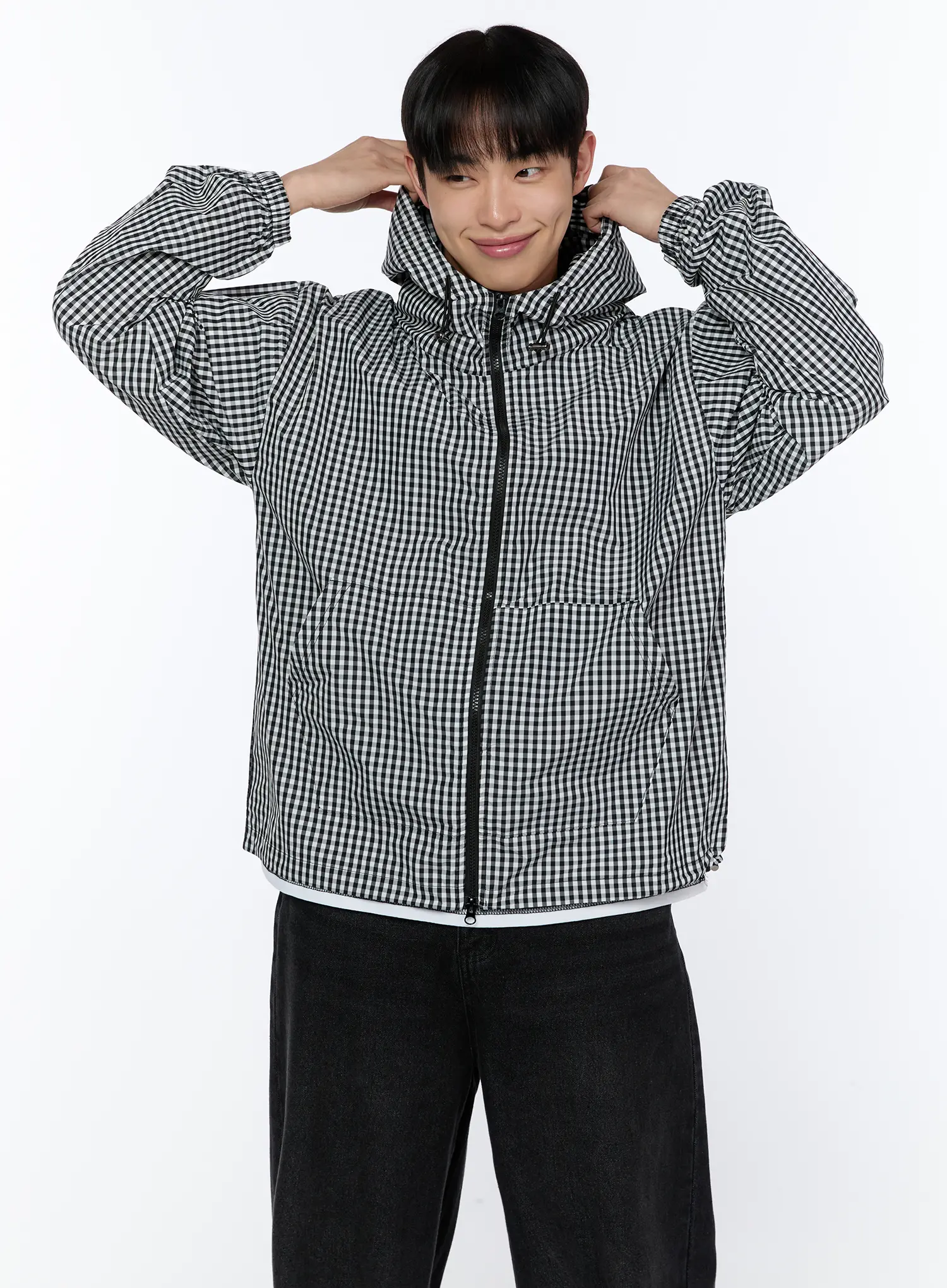 Men's Checkered Hooded Jacket IA520 - Image 7
