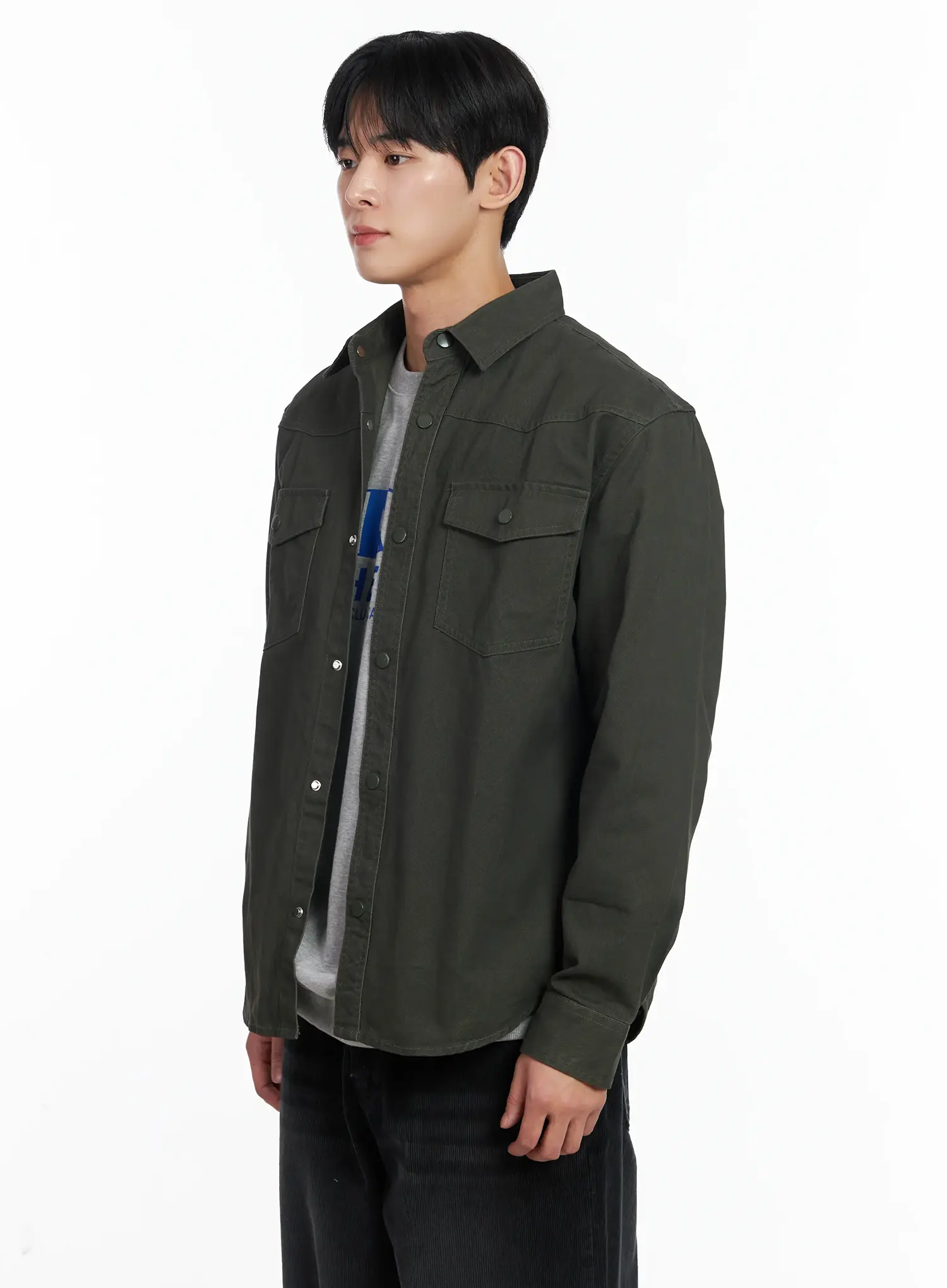 Men's Classic Cotton Snap Shirt IJ521 - Image 4