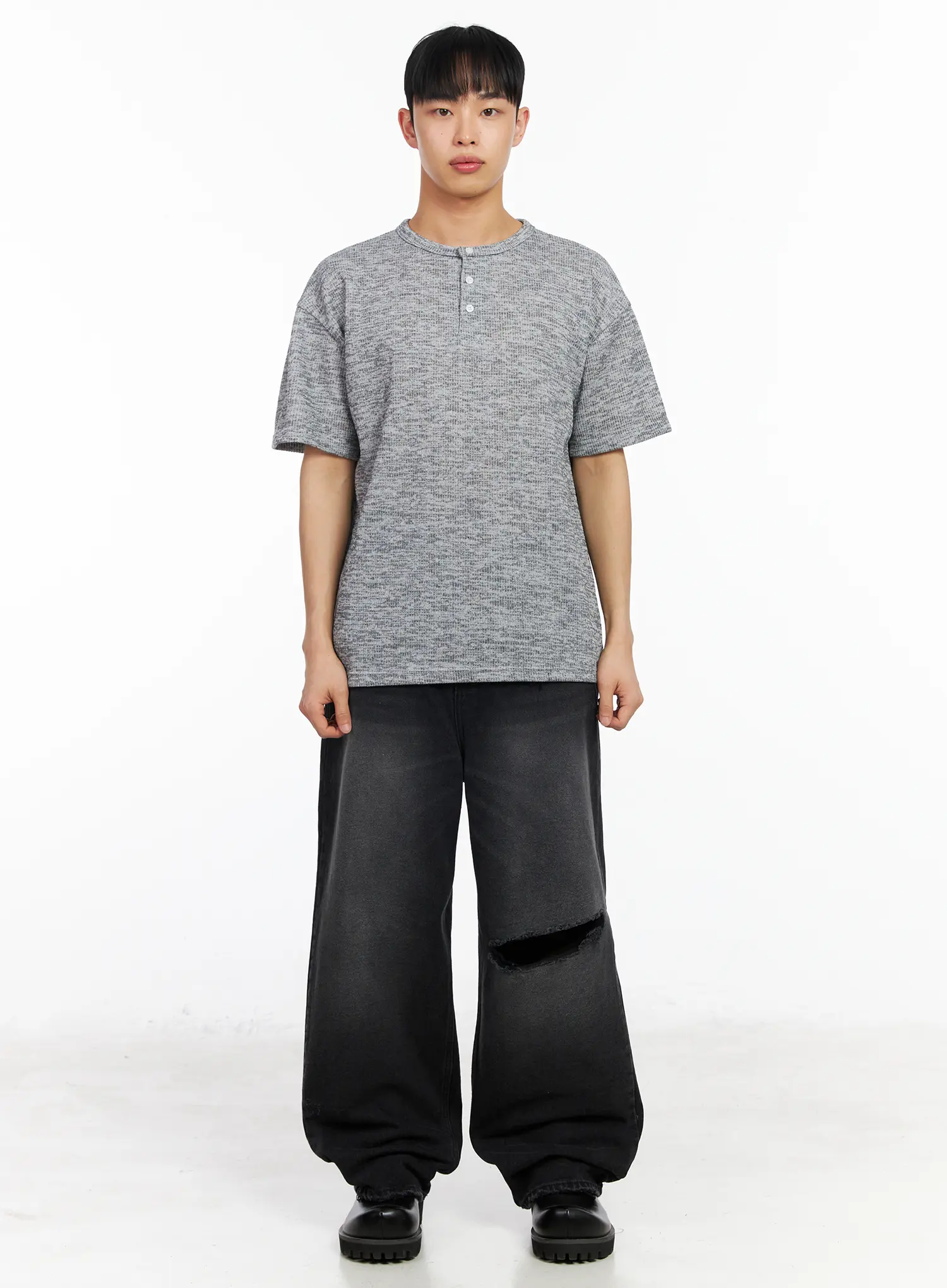 Men's Classic Henley Ribbed T-Shirt IA501 - Image 4