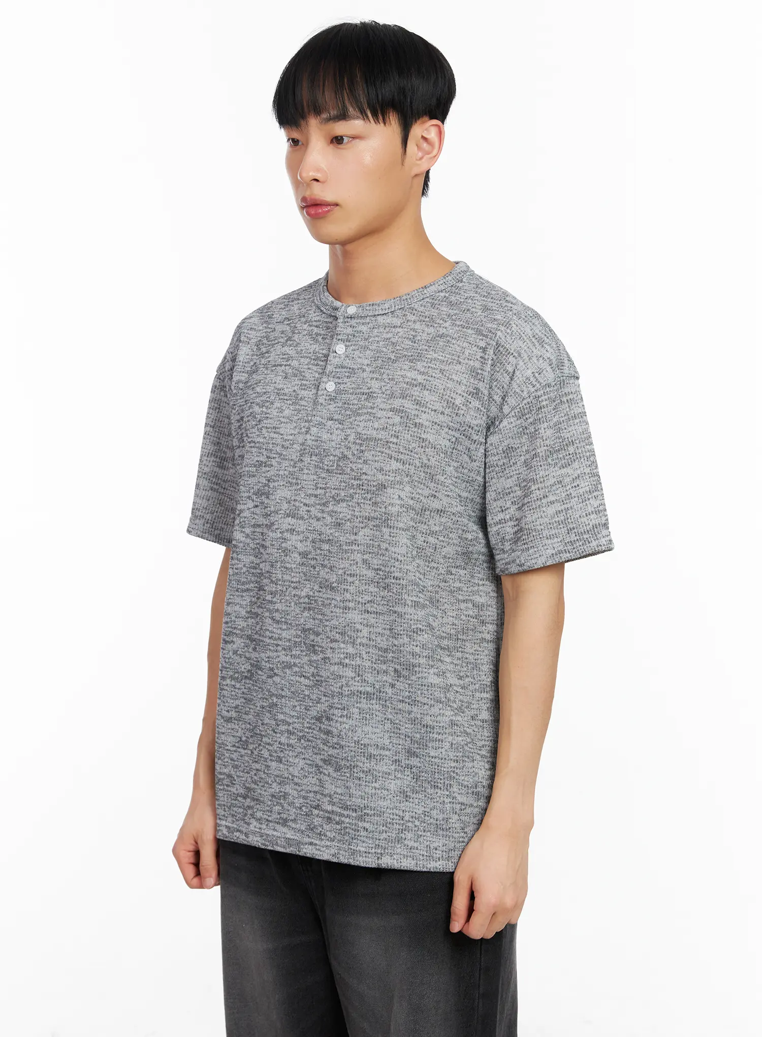 Men's Classic Henley Ribbed T-Shirt IA501 - Image 5
