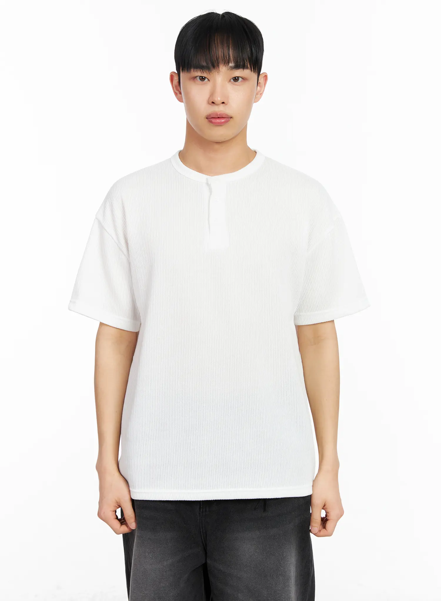 Men's Classic Henley Ribbed T-Shirt IA501 - Image 9
