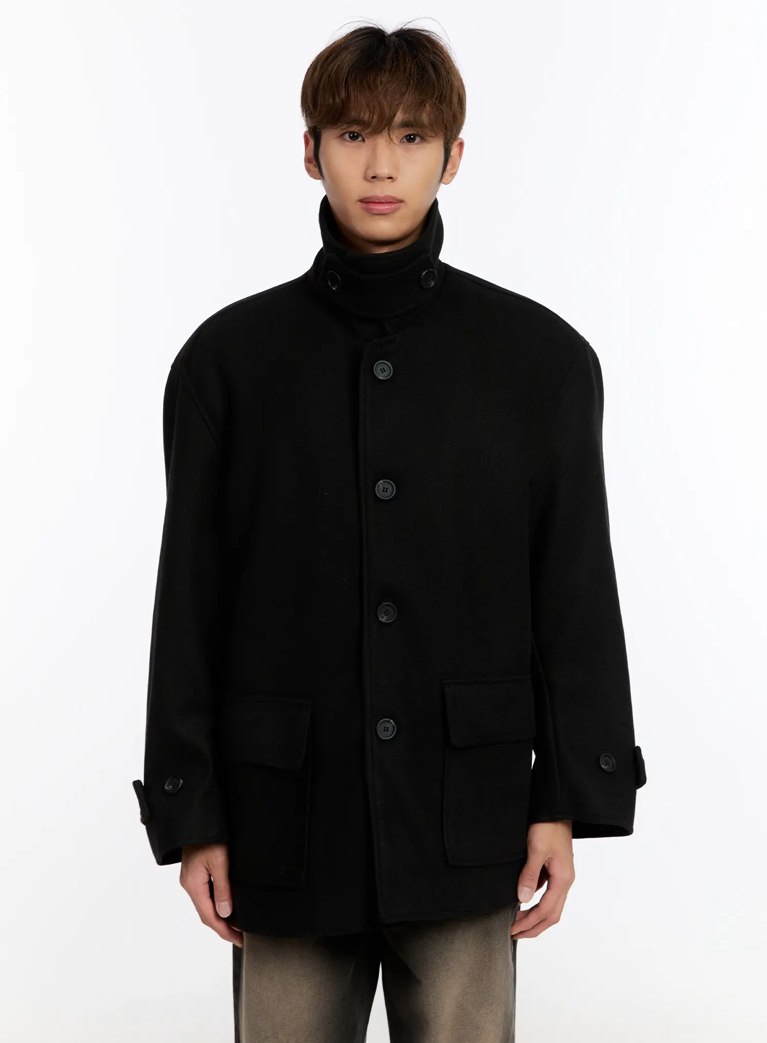 Men's Classic Wool Overcoat IN528 - Image 15