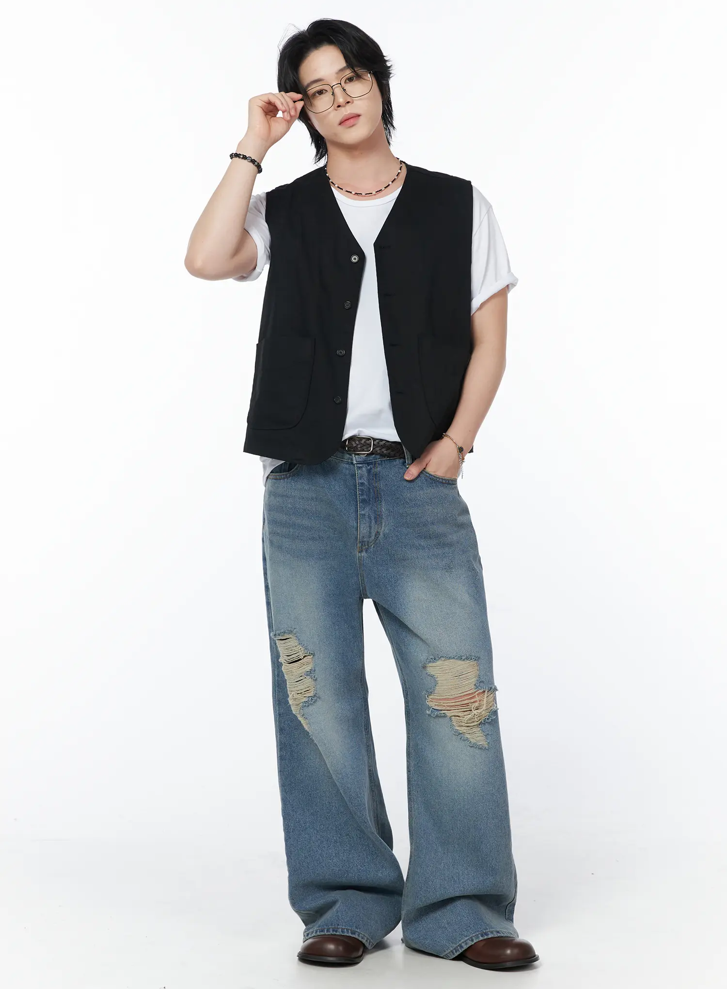 Men's Colby Vintage Distressed Flared Jeans IY525 - Image 15