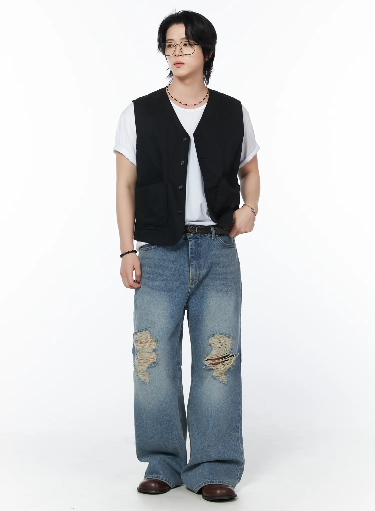 Men's Colby Vintage Distressed Flared Jeans IY525 - Image 5