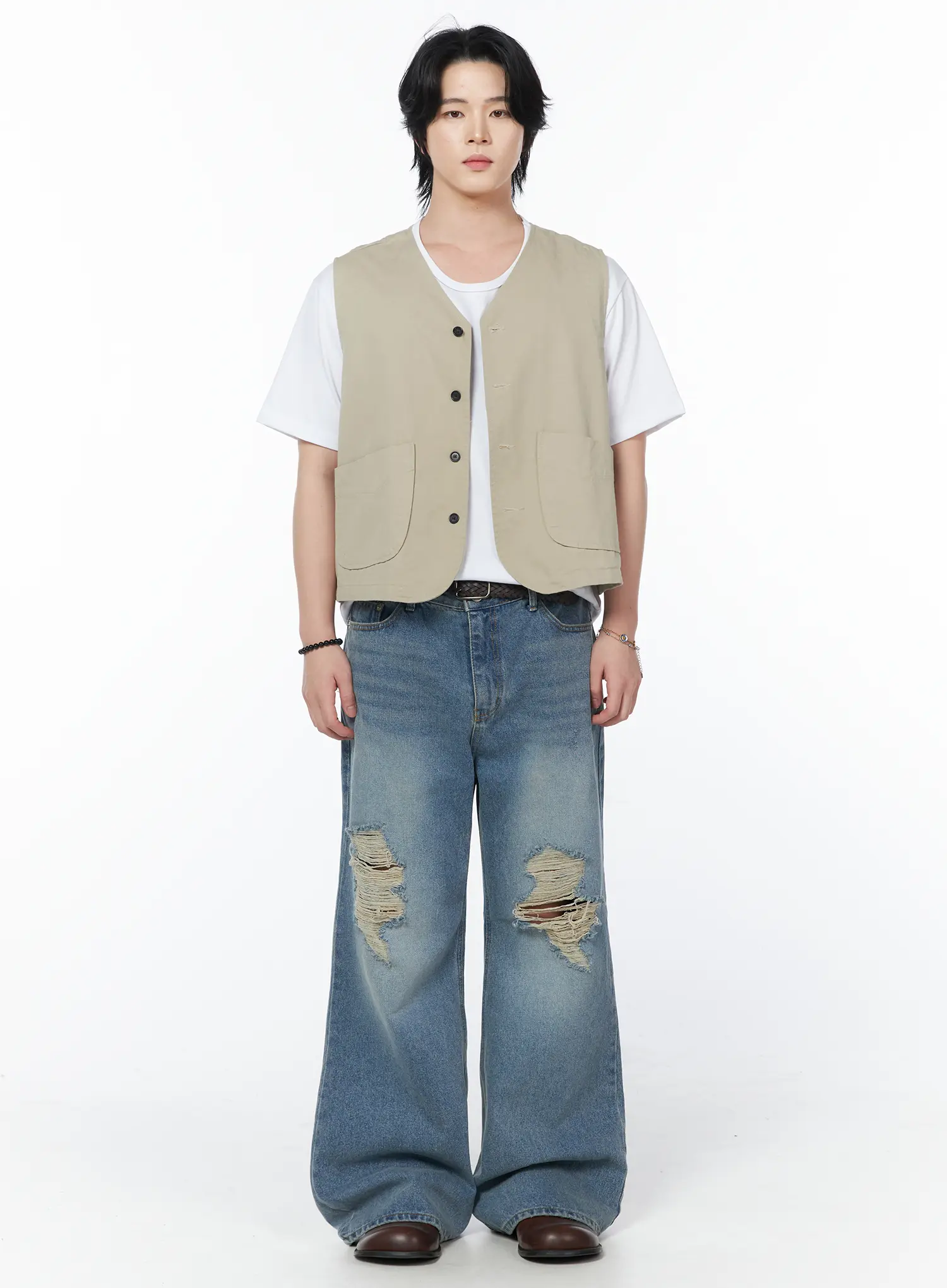Men's Colby Vintage Distressed Flared Jeans IY525 - Image 6